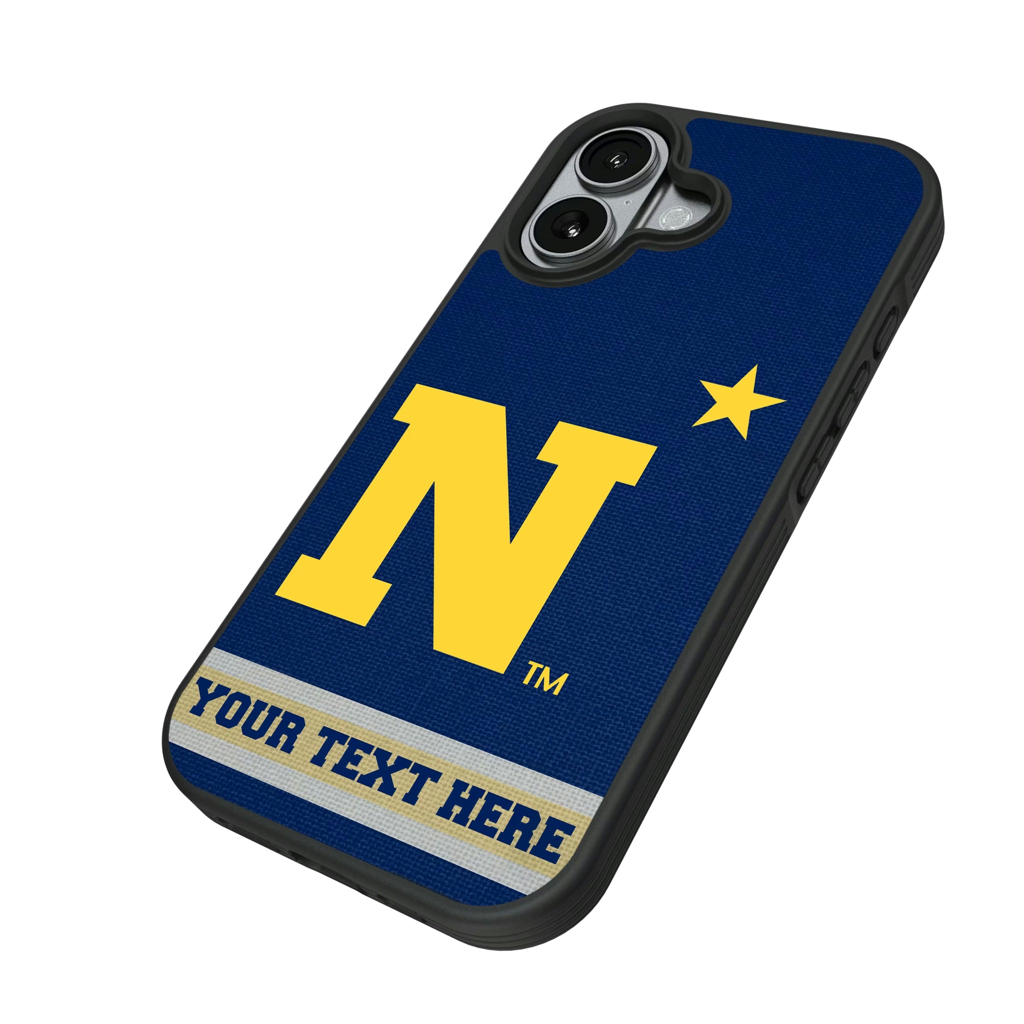 United State Naval Academy Midshipmen Personalized Stripe iPhone Bump Phone Case for Apple iPhone - Isometric View#Device_iPhone 17
