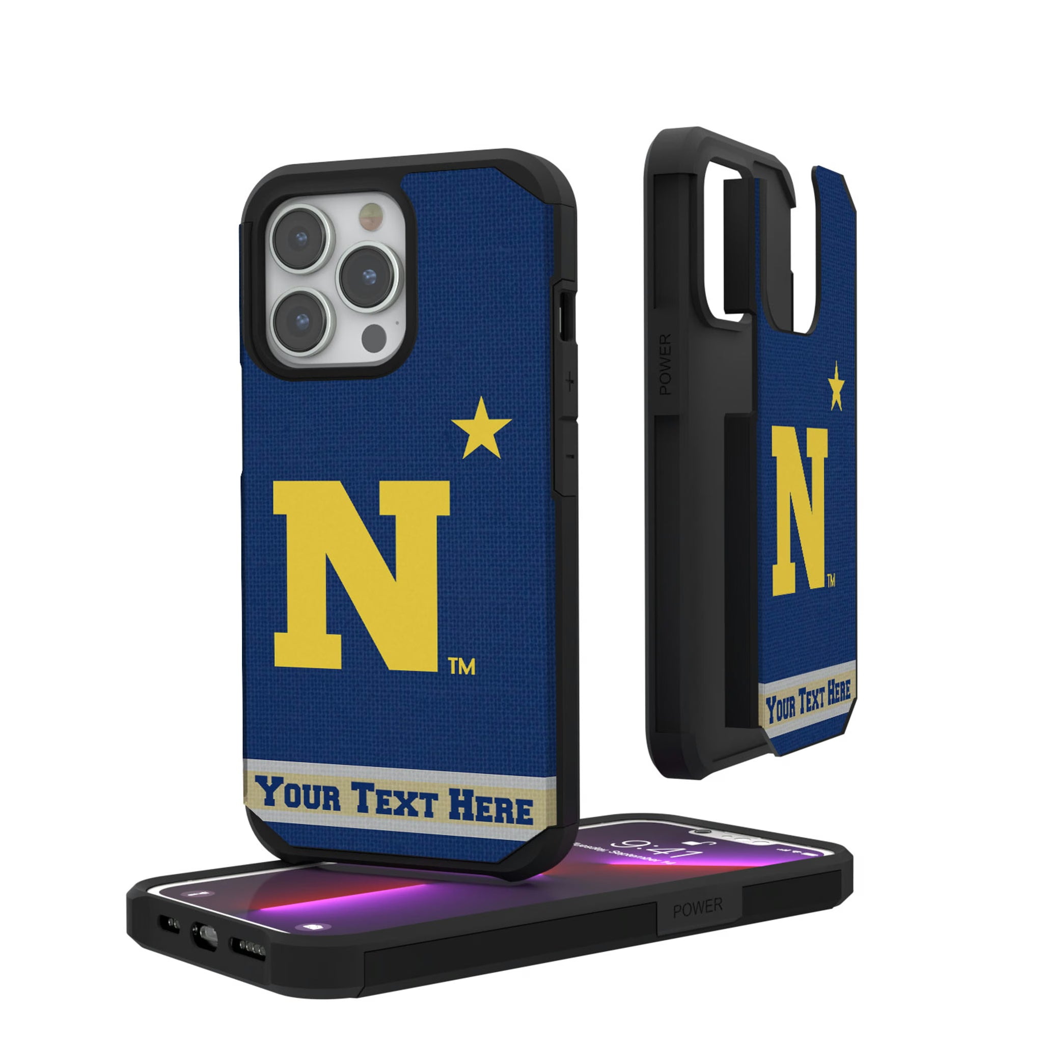 United State Naval Academy Midshipmen Personalized Stripe iPhone Rugged Phone Case for Apple iPhone