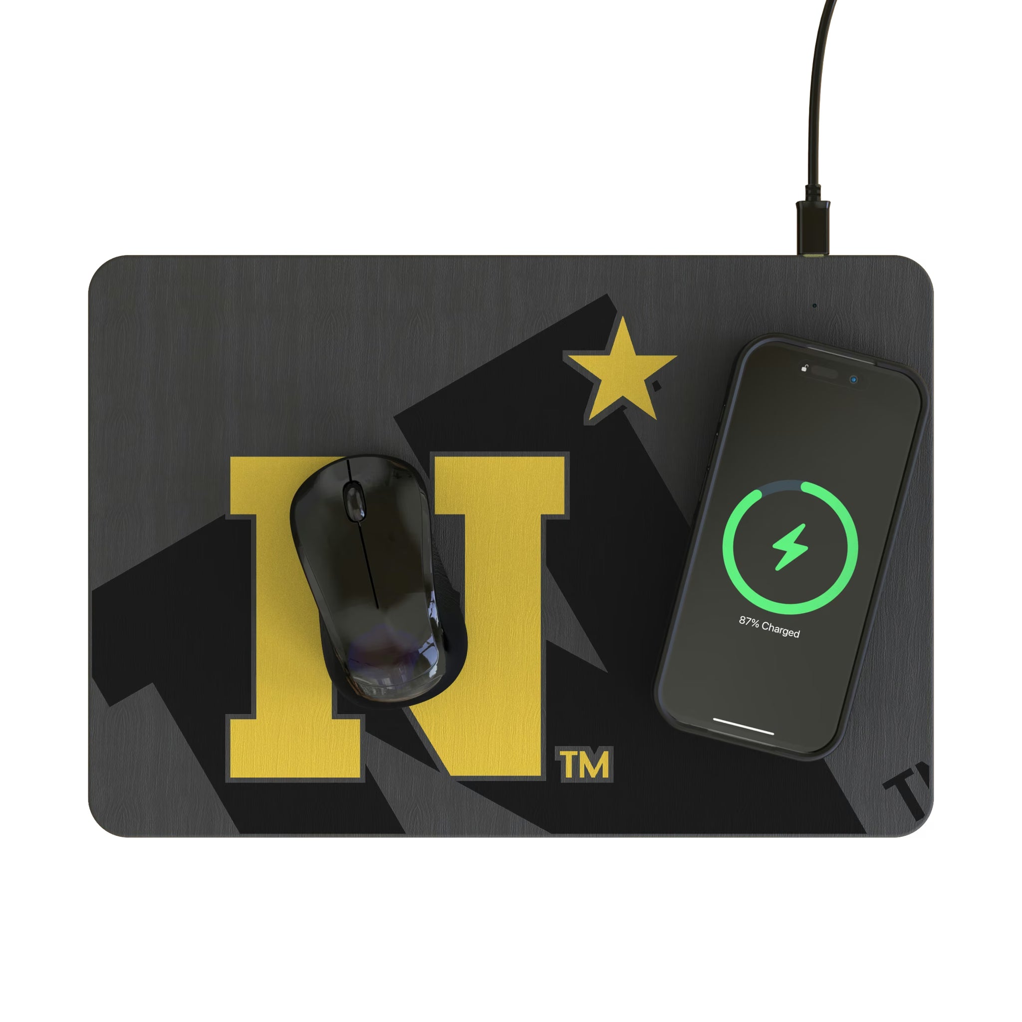 United State Naval Academy Midshipmen Personalized Tilt 15-Watt Wireless Charger and Mouse Pad - Lifestyle