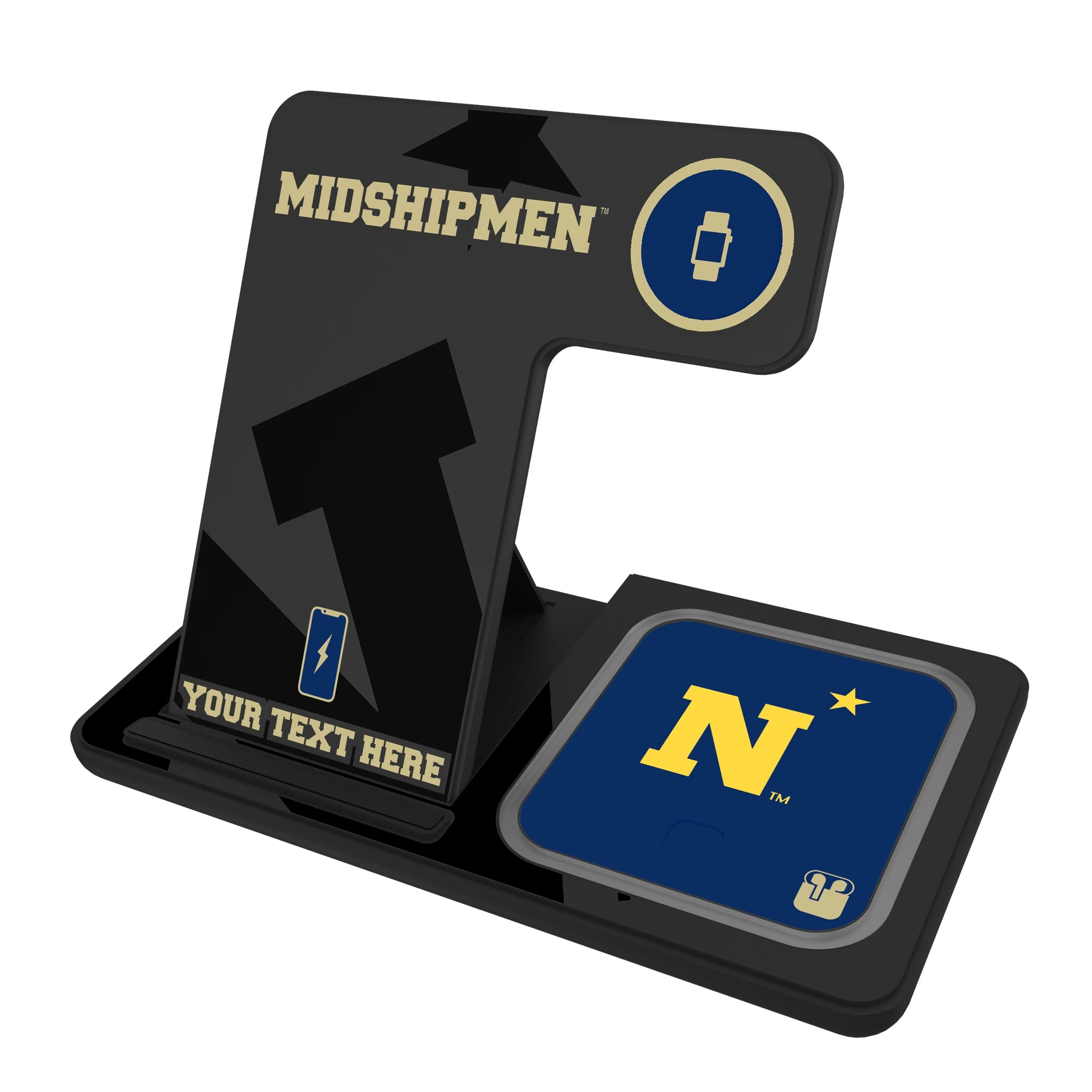 United State Naval Academy Midshipmen Personalized Tilt 3 in 1 Charging Station