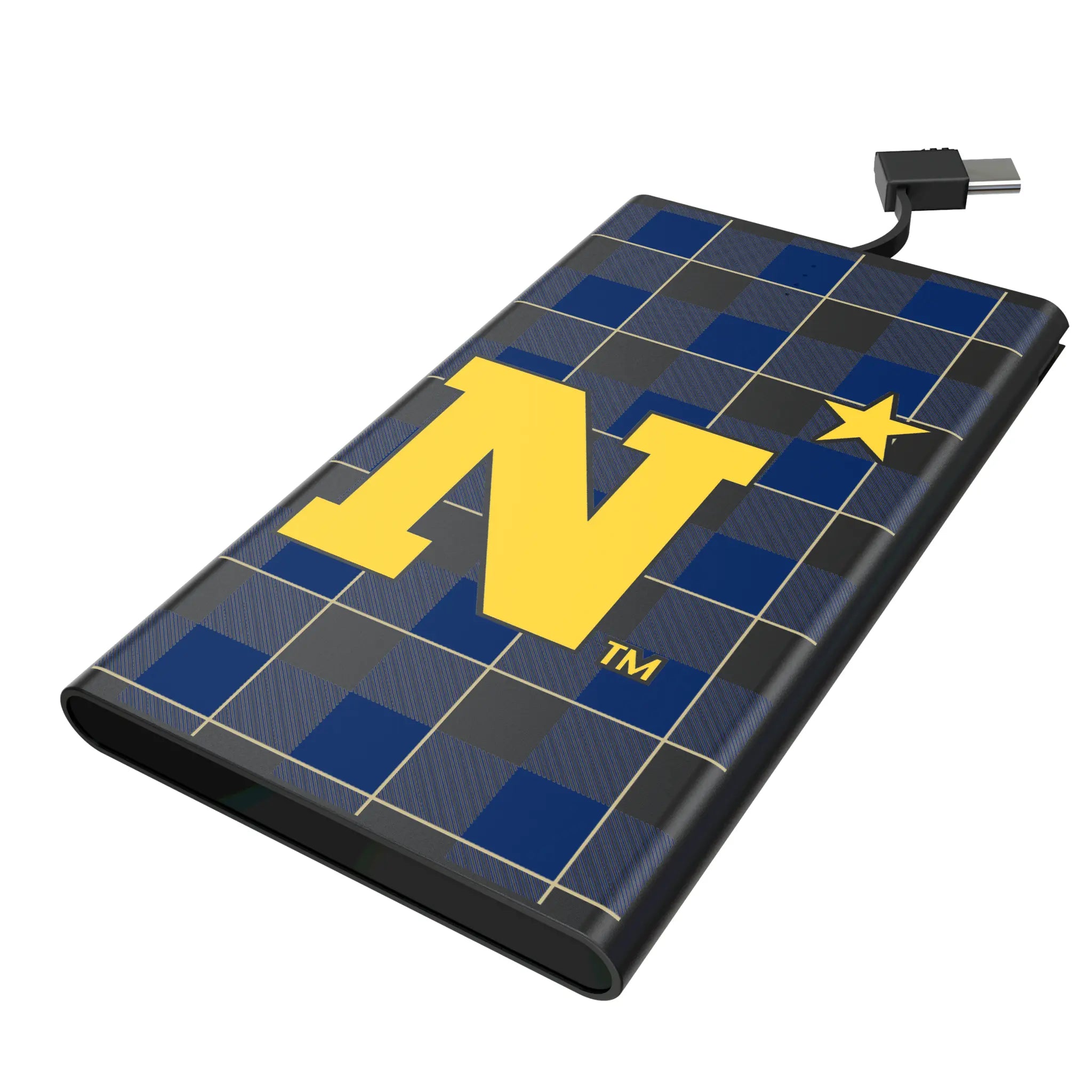 United State Naval Academy Midshipmen Plaid 5000mAh Flat Power Bank