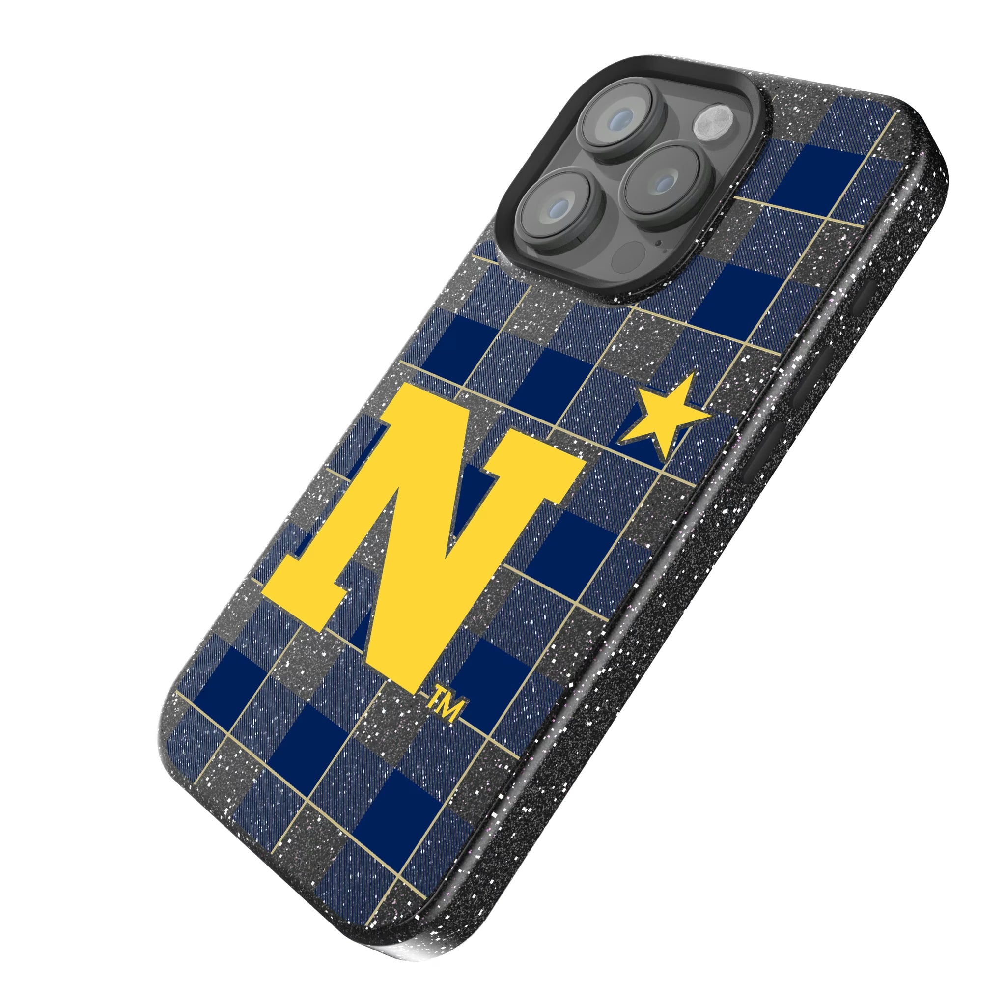 United State Naval Academy Midshipmen Plaid iPhone Bling Phone Case for Apple iPhone - Isometric View