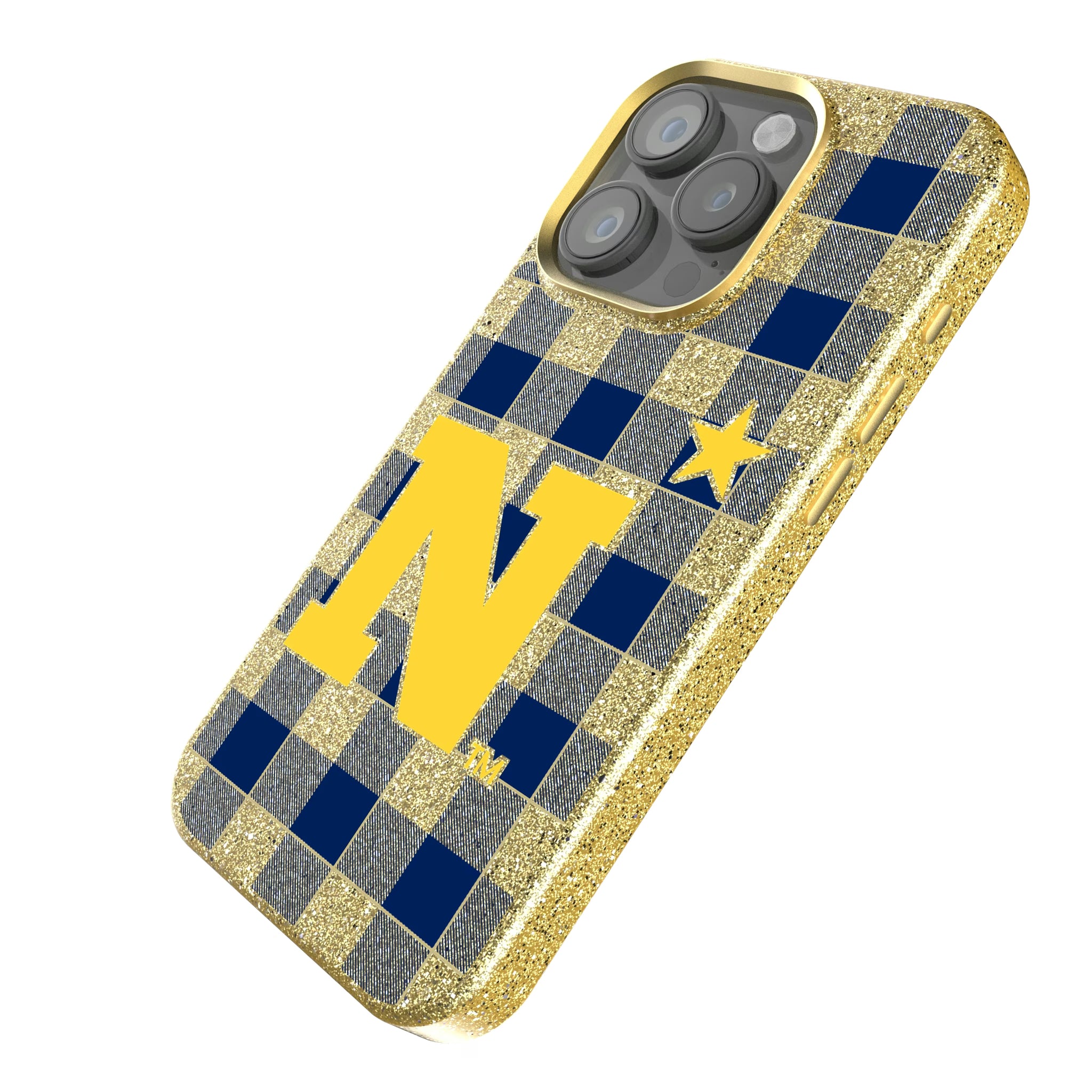 United State Naval Academy Midshipmen Plaid iPhone Bling Phone Case for Apple iPhone - Isometric View