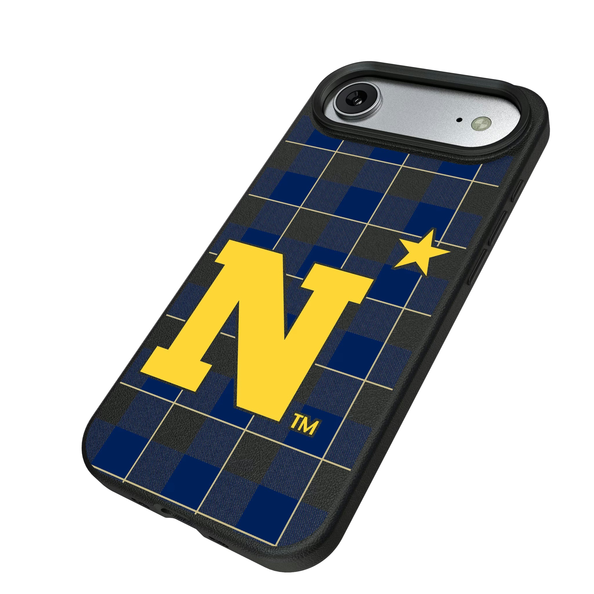 United State Naval Academy Midshipmen Plaid iPhone MagSafe Compatible Phone Case for Apple iPhone - Isometric View#Device_iPhone Air