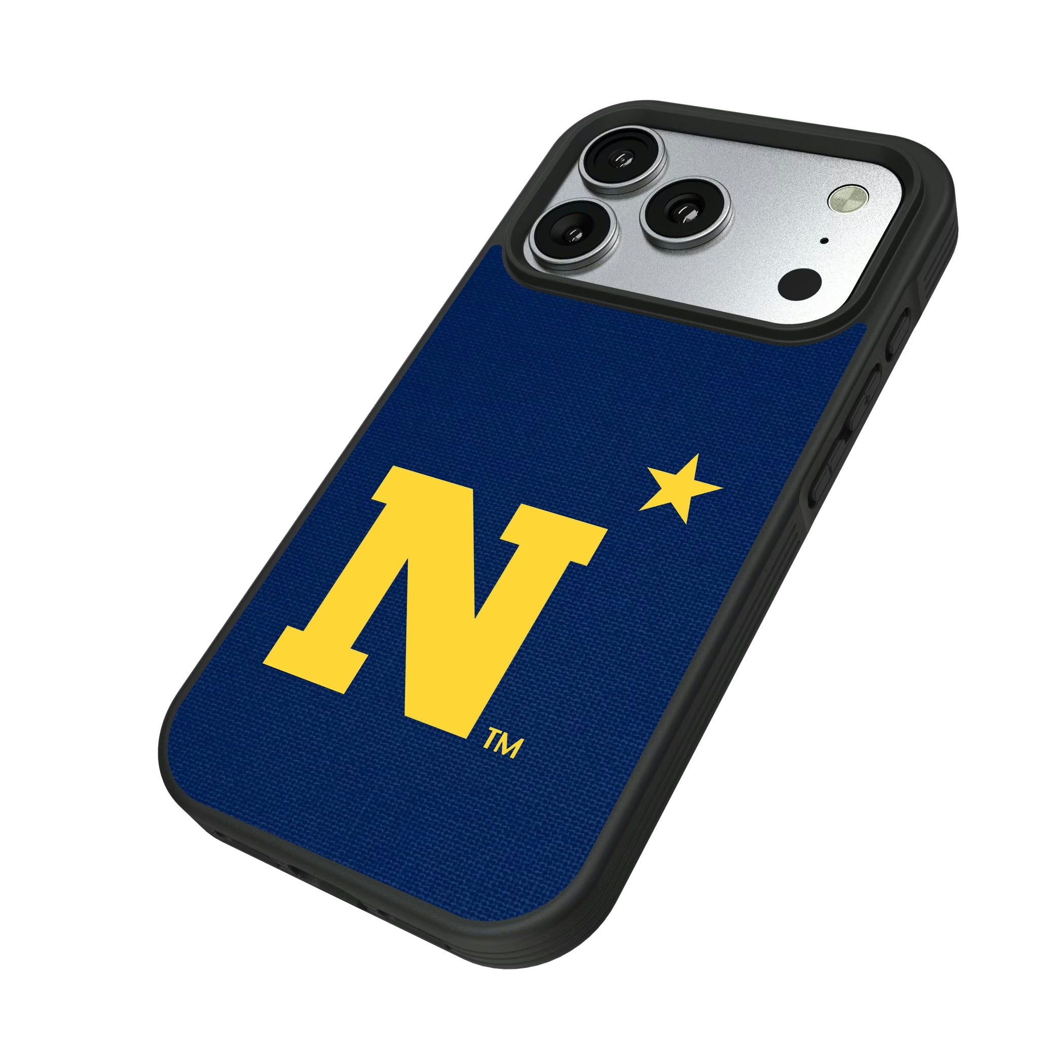 United State Naval Academy Midshipmen Solid iPhone Bump Phone Case for Apple iPhone - Isometric View#Device_iPhone 17 Pro