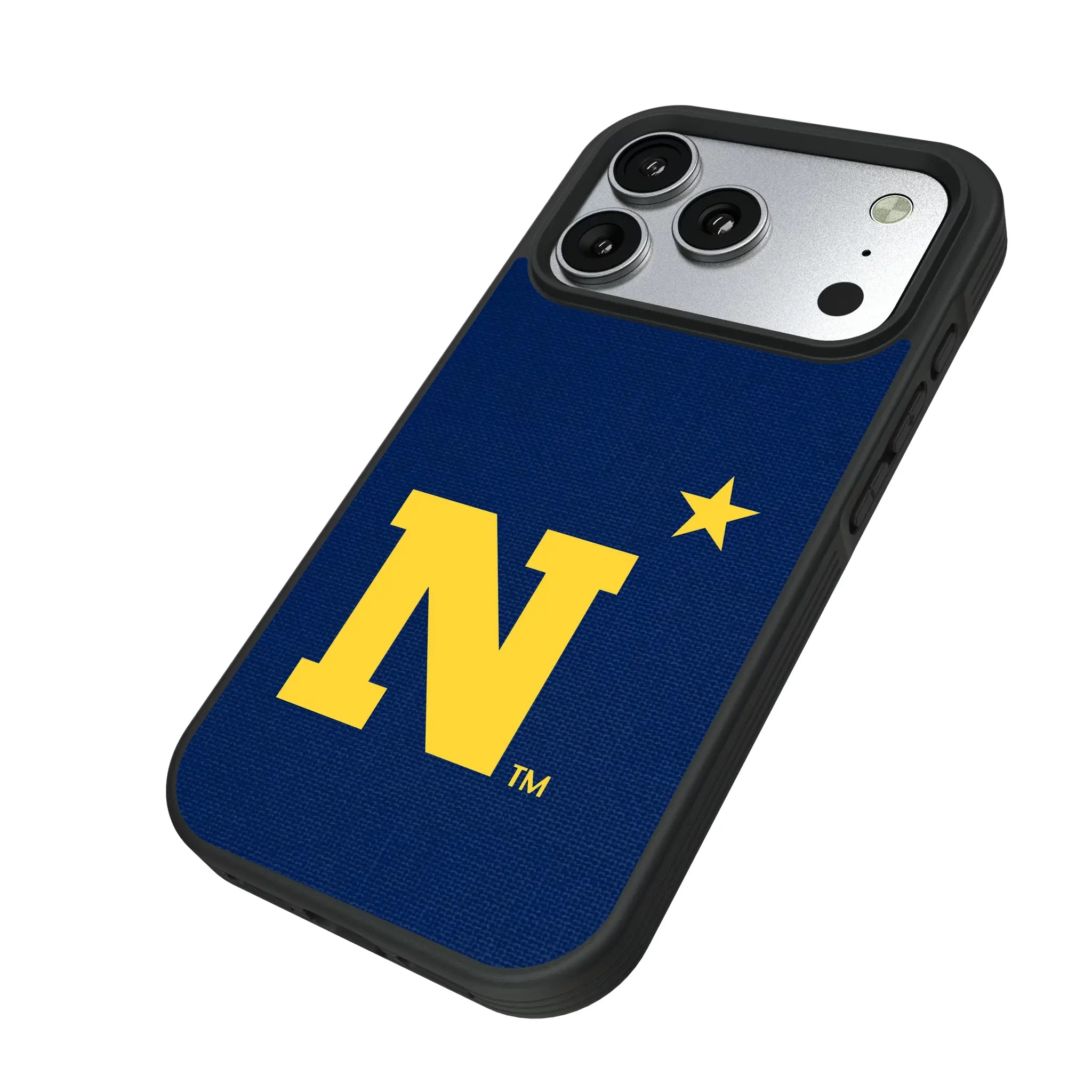 United State Naval Academy Midshipmen Solid iPhone Bump Phone Case for Apple iPhone - Isometric View#Device_iPhone 17 Pro