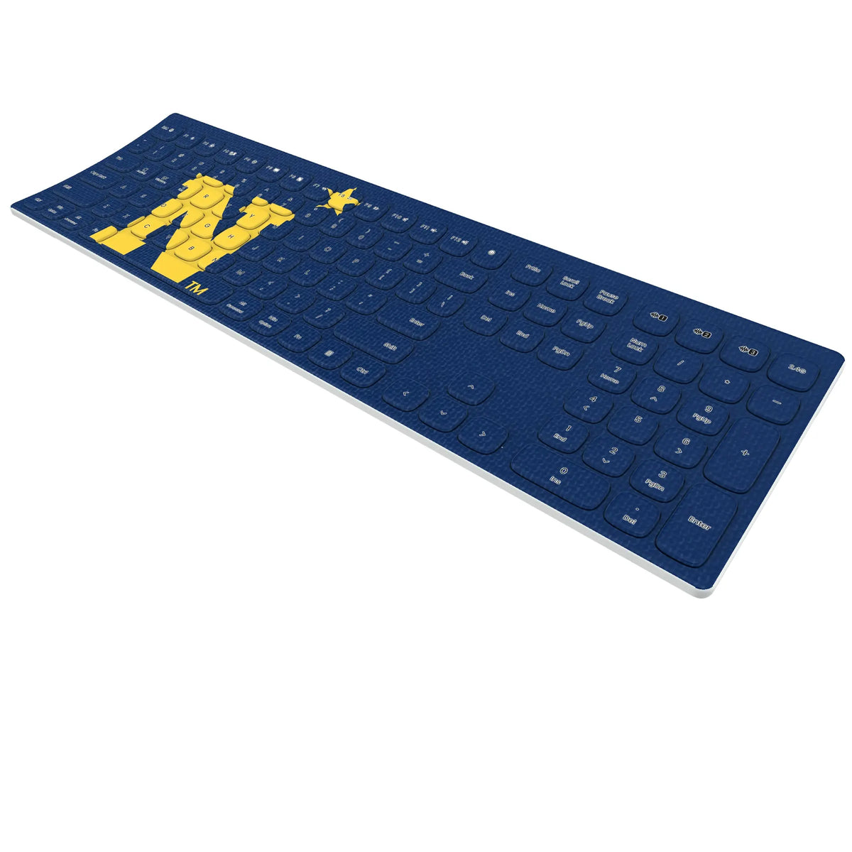 United State Naval Academy Midshipmen Solid KKB605 Curved Wireless Keyboard - Isometric View
