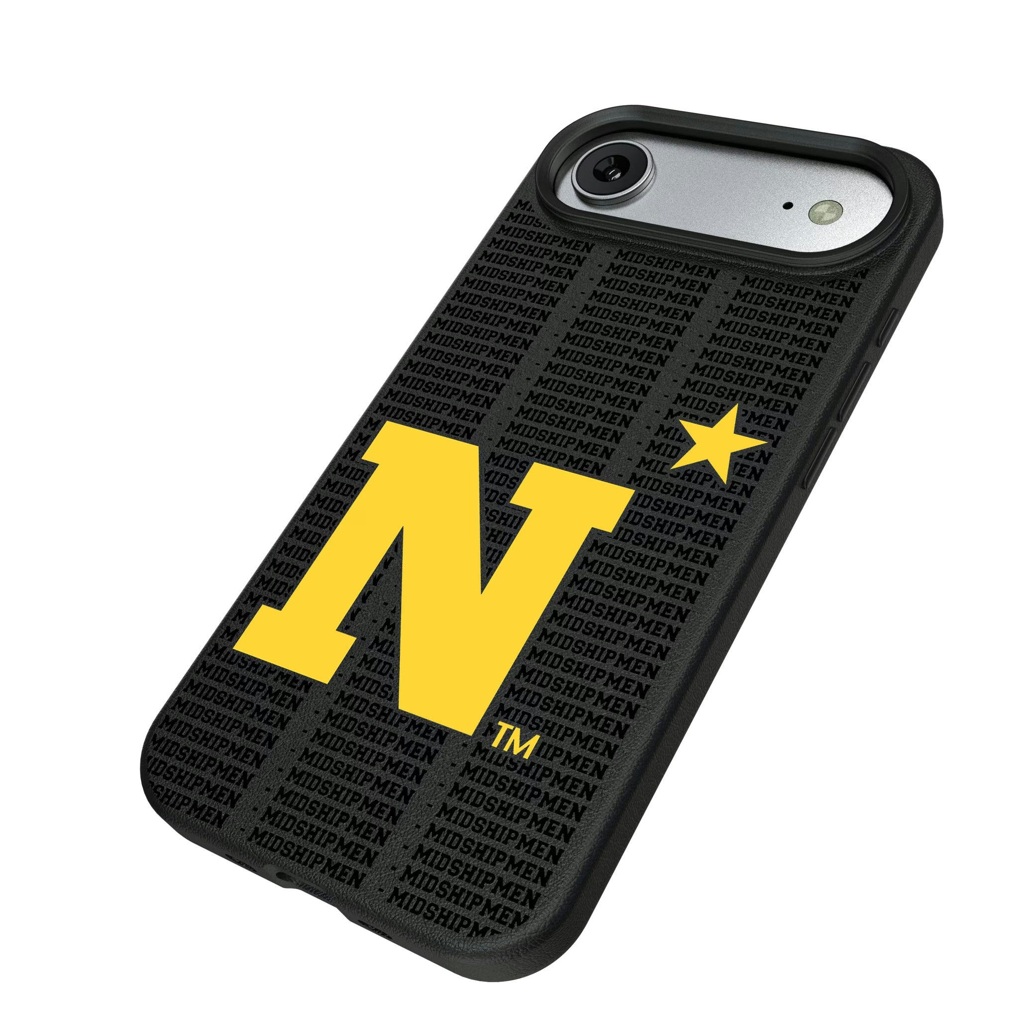 United State Naval Academy Midshipmen Text Backdrop iPhone MagSafe Compatible Phone Case for Apple iPhone - Isometric View#Device_iPhone Air