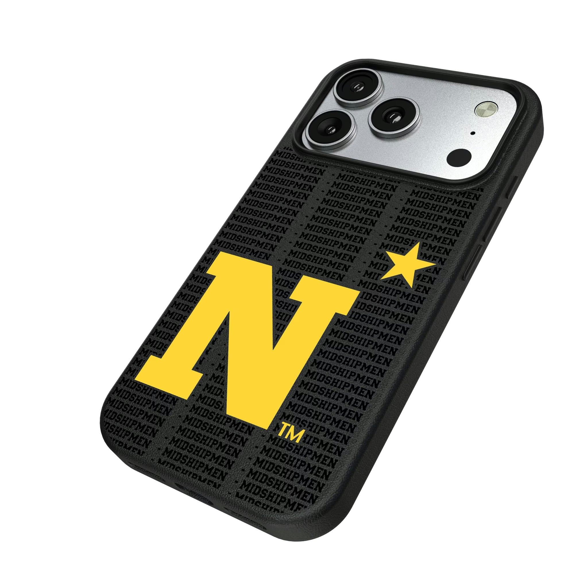 United State Naval Academy Midshipmen Text Backdrop iPhone MagSafe Compatible Phone Case for Apple iPhone - Isometric View#Device_iPhone 17 Pro