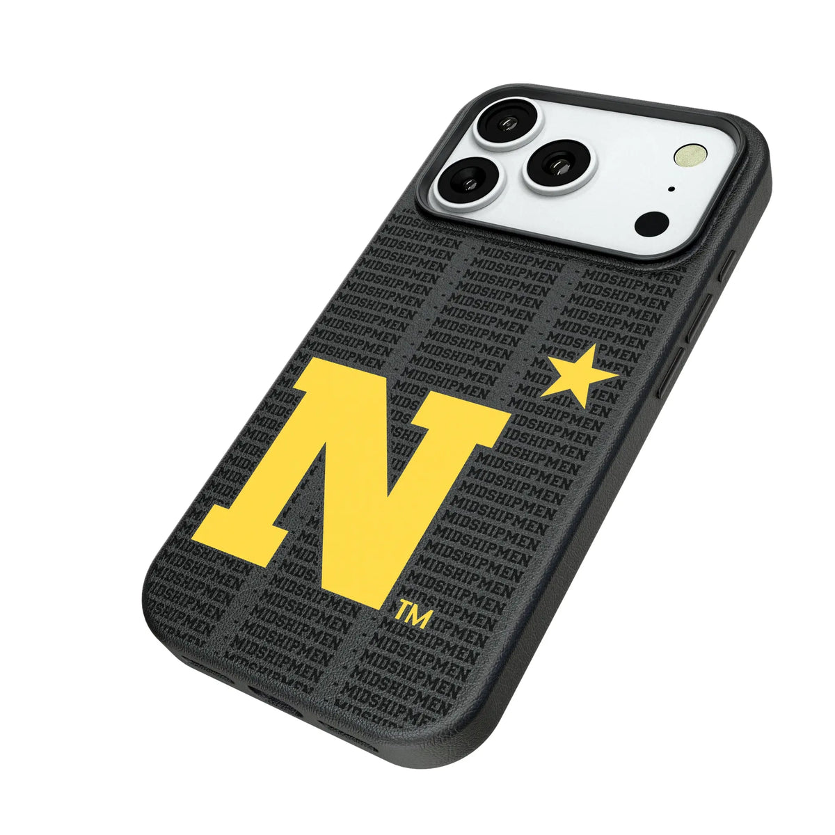 United State Naval Academy Midshipmen Text Backdrop iPhone MagSafe Compatible Phone Case for Apple iPhone - Isometric View#Device_iPhone 18 Pro