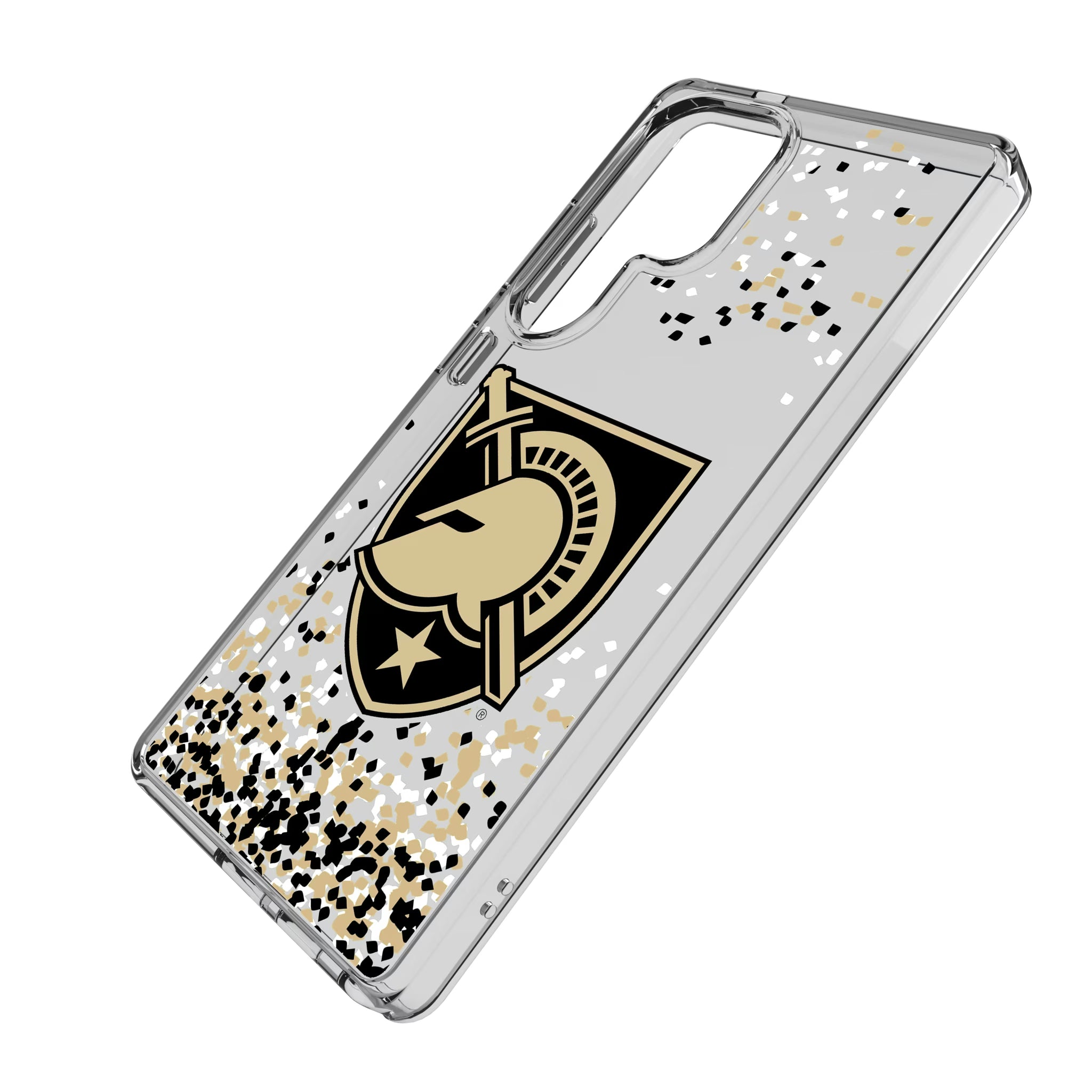 United States Military Academy Black Knights Confetti Galaxy Clear Phone Case for Samsung Galaxy - Isometric View