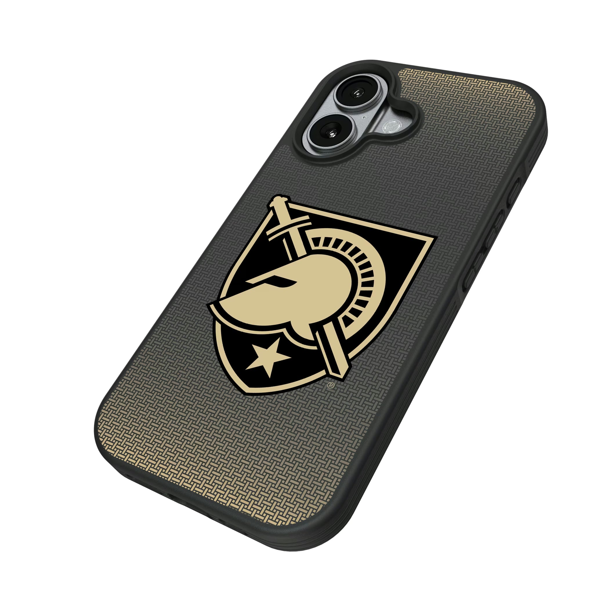 United States Military Academy Black Knights Linen iPhone Bump Phone Case for Apple iPhone - Isometric View#Device_iPhone 17