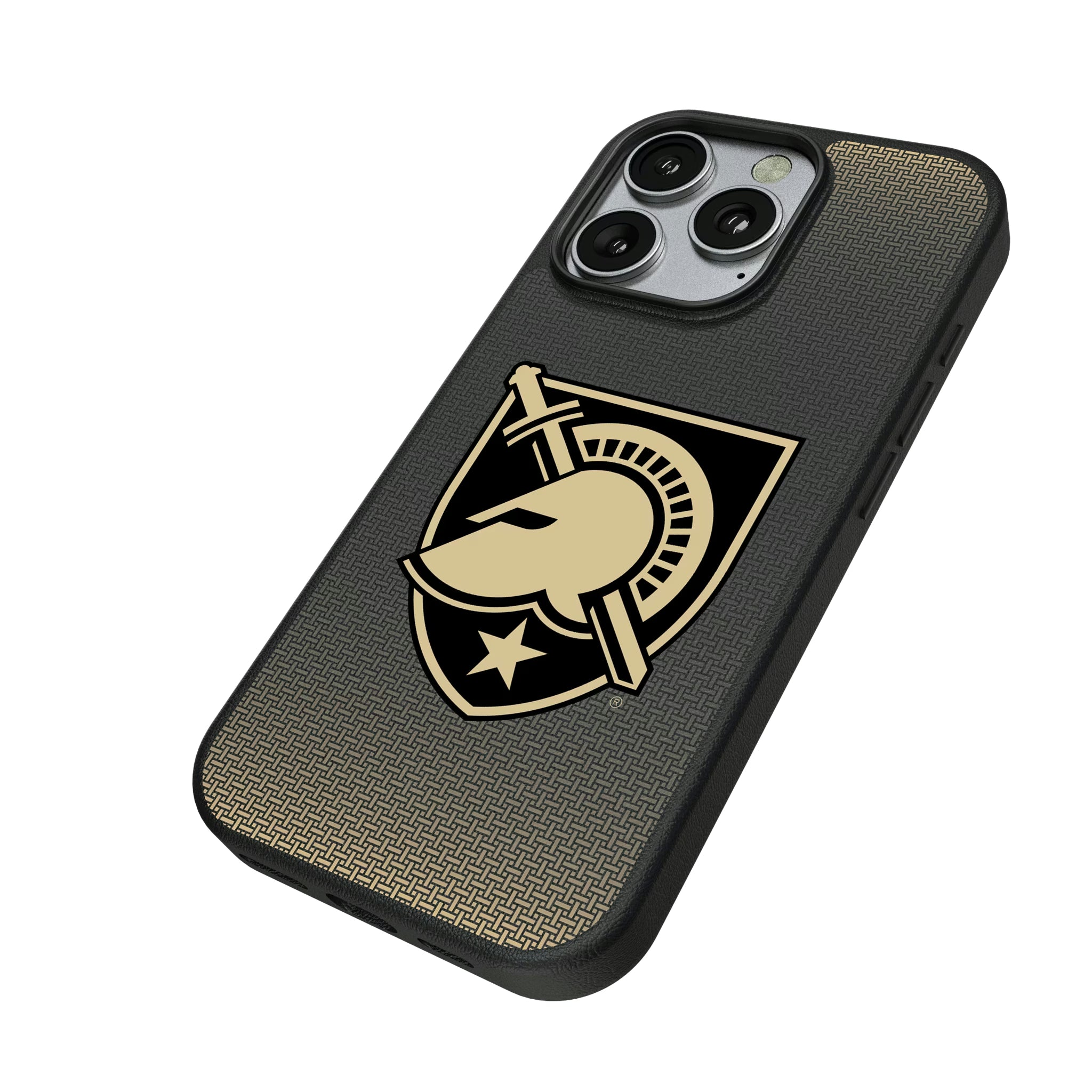 United States Military Academy Black Knights Linen iPhone MagSafe Compatible Phone Case for Apple iPhone - Isometric View