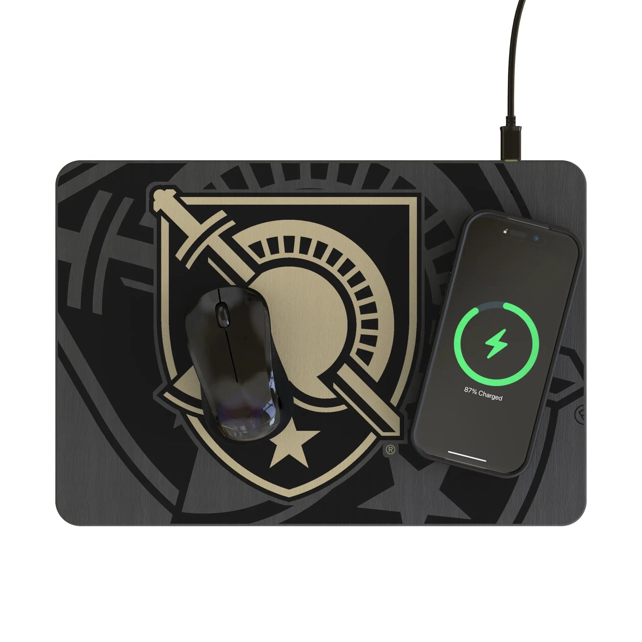 United States Military Academy Black Knights Monocolor Tilt 15-Watt Wireless Charger and Mouse Pad - Lifestyle