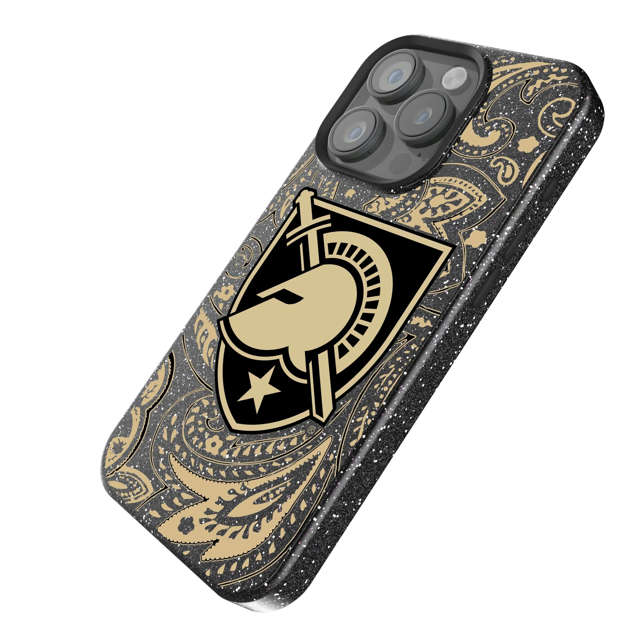 United States Military Academy Black Knights Paisley iPhone Bling Phone Case for Apple iPhone - Isometric View