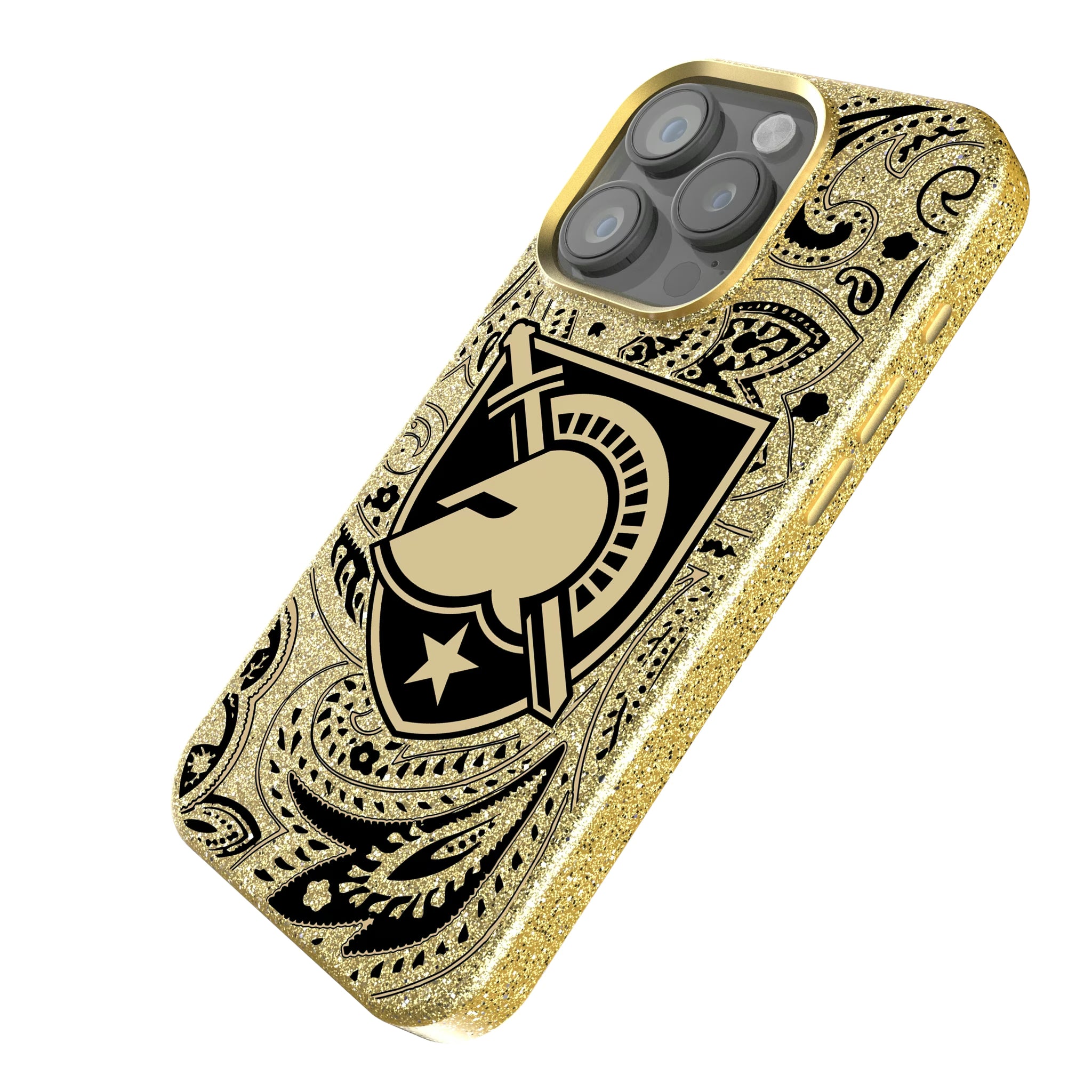 United States Military Academy Black Knights Paisley iPhone Bling Phone Case for Apple iPhone - Isometric View