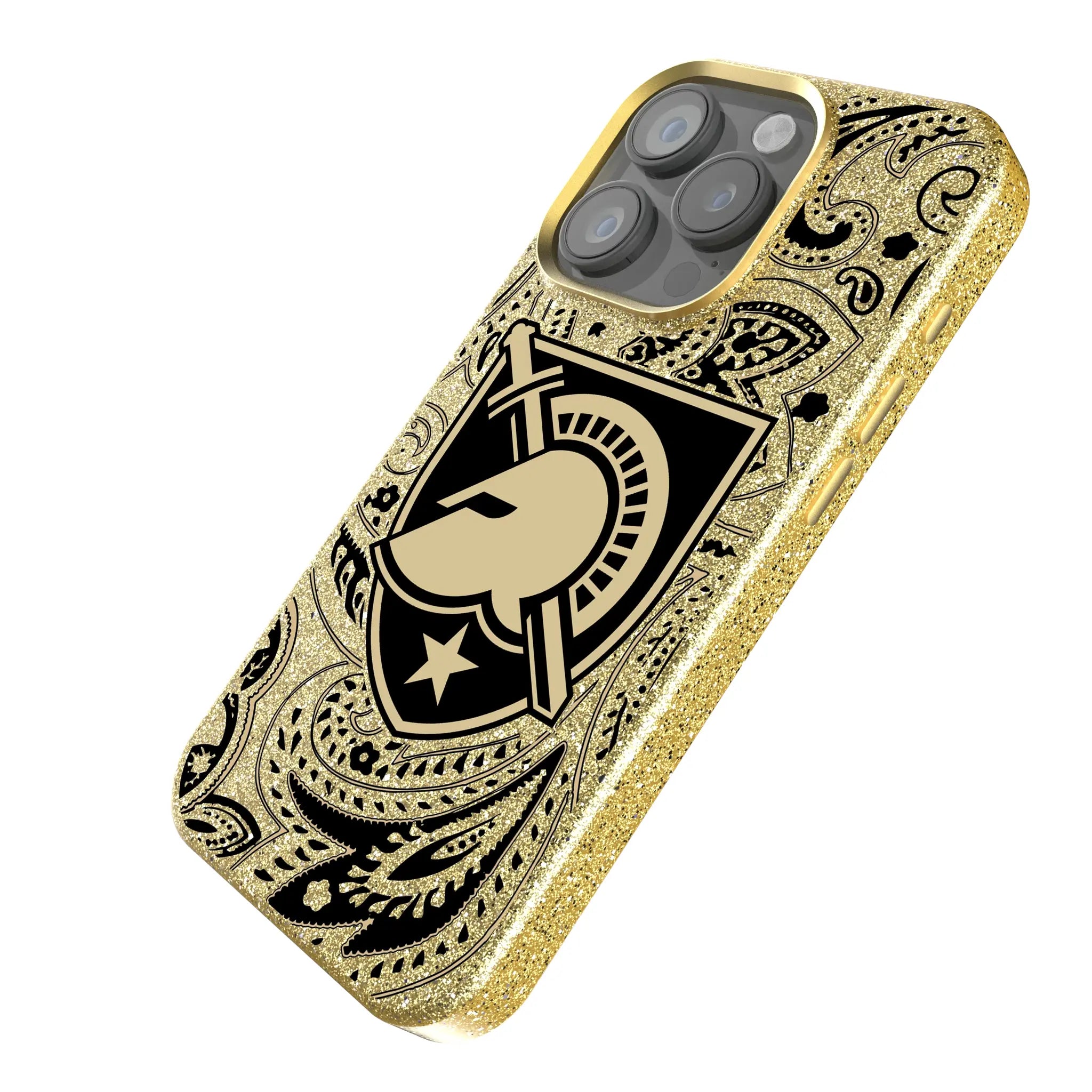 United States Military Academy Black Knights Paisley iPhone Bling Phone Case for Apple iPhone - Isometric View