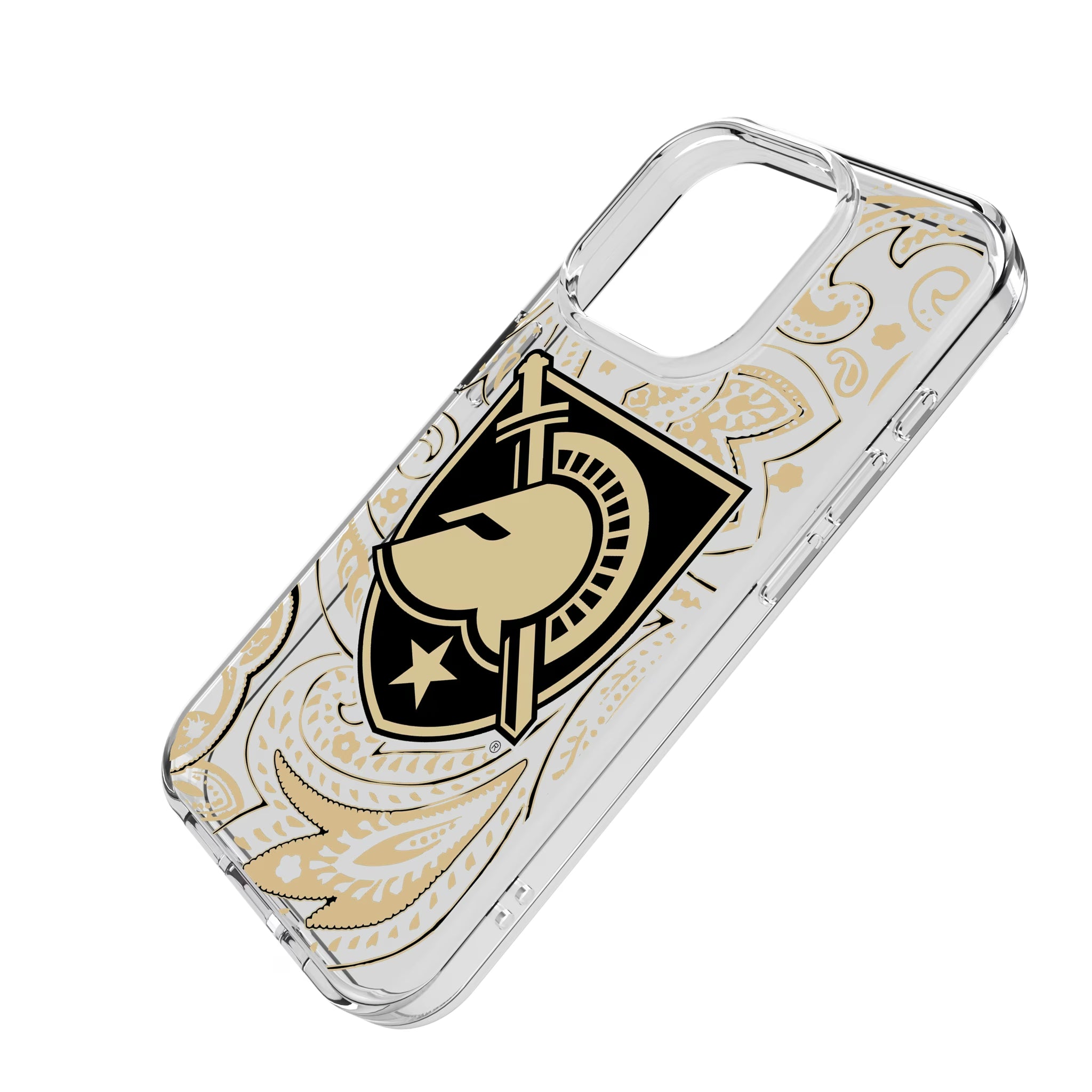 United States Military Academy Black Knights Paisley iPhone Clear Phone Case for Apple iPhone - Isometric View