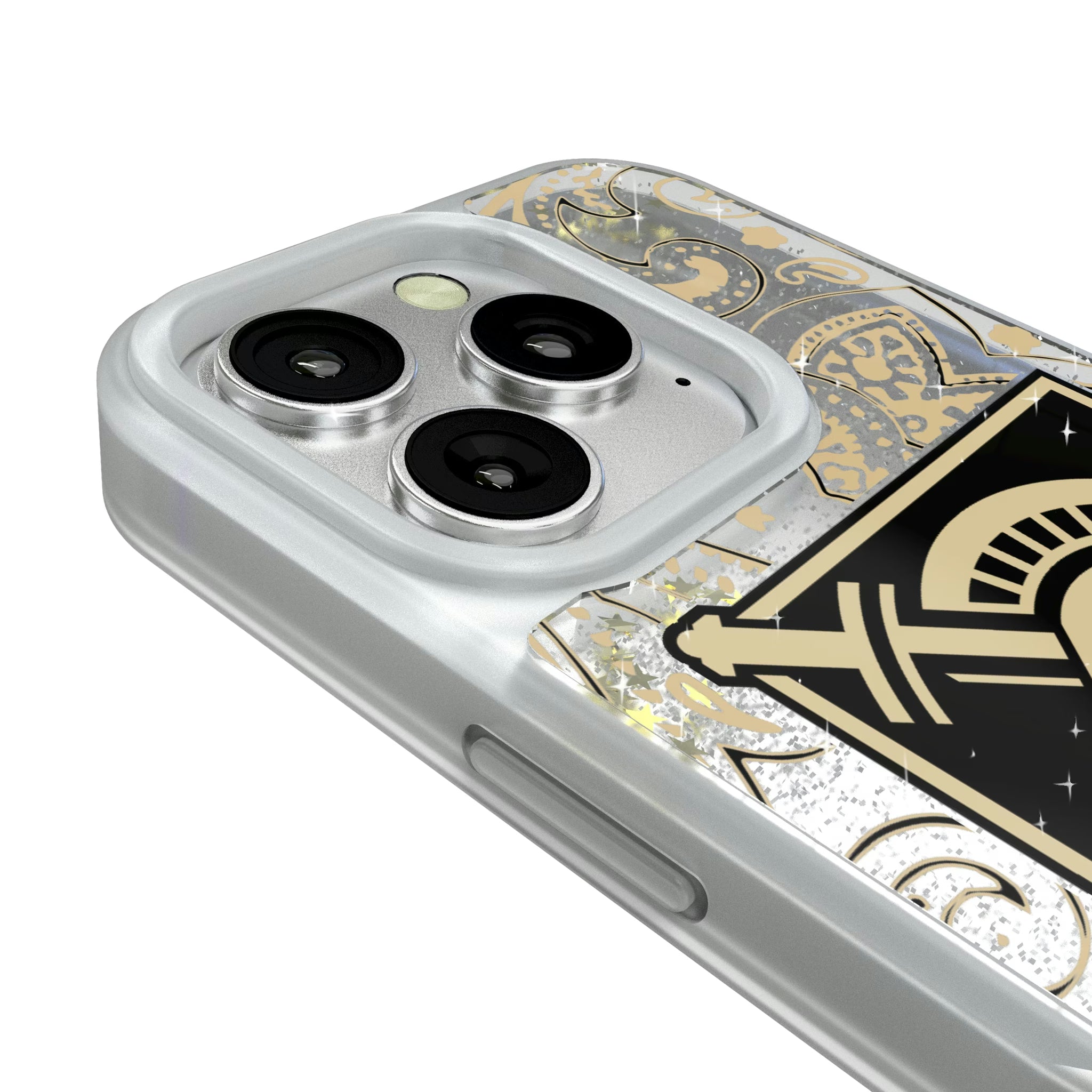 United States Military Academy Black Knights Paisley iPhone Glitter Phone Case for Apple iPhone - Detail#Device_iPhone 16 Pro