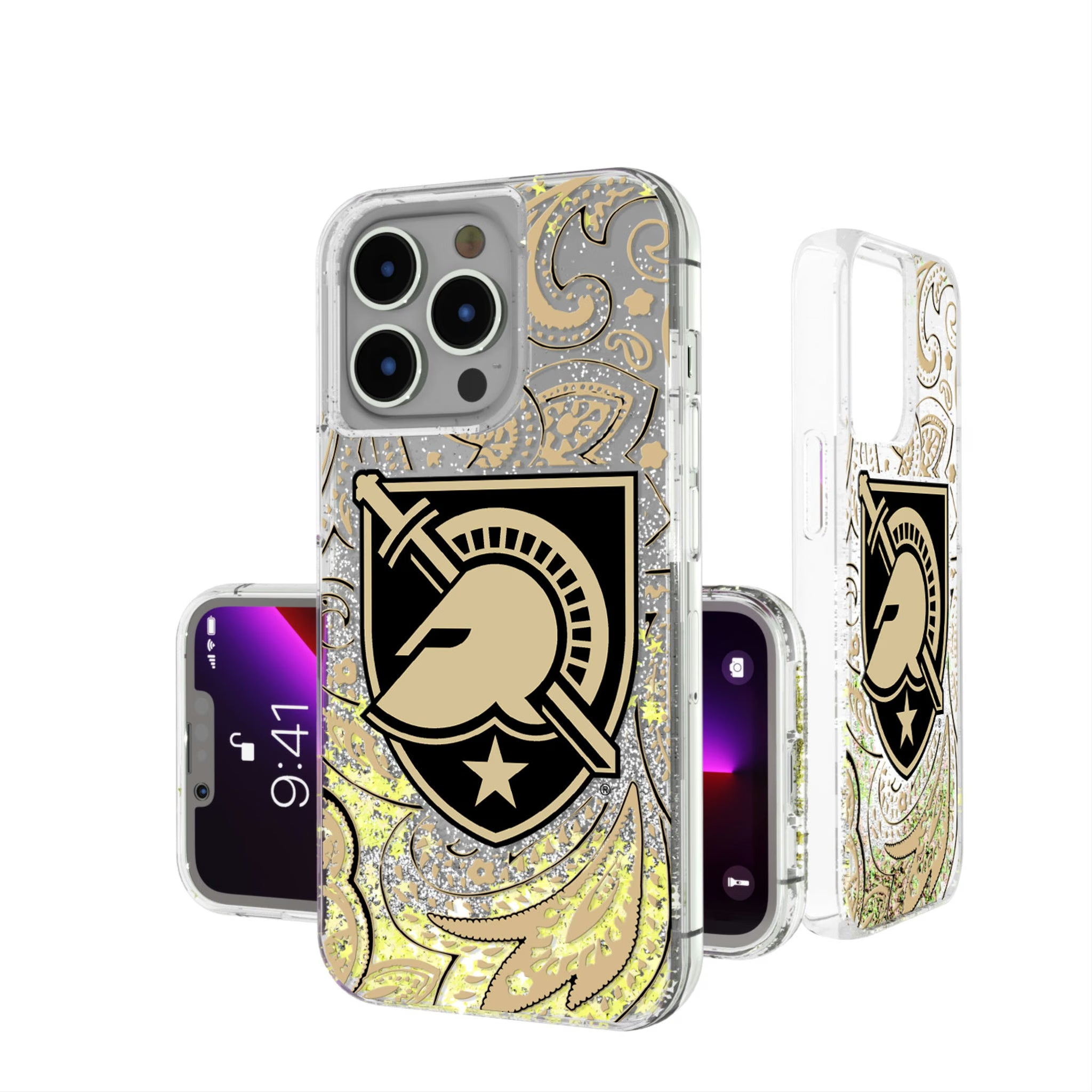 United States Military Academy Black Knights Paisley iPhone Glitter Phone Case for Apple iPhone