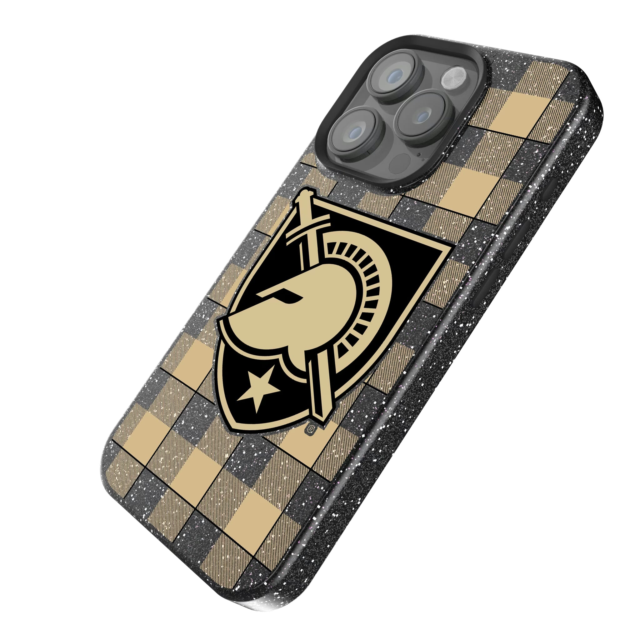 United States Military Academy Black Knights Plaid iPhone Bling Phone Case for Apple iPhone - Isometric View