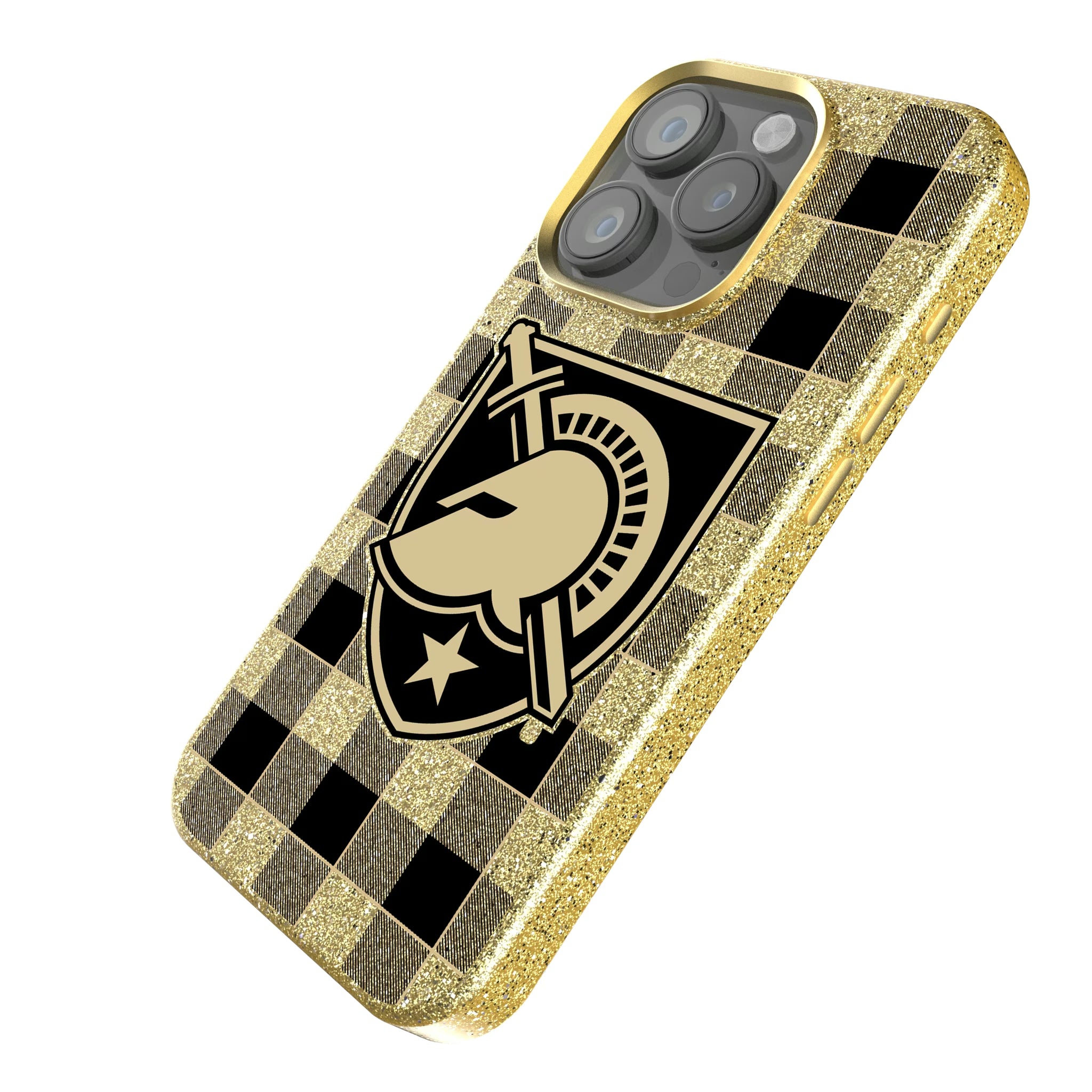 United States Military Academy Black Knights Plaid iPhone Bling Phone Case for Apple iPhone - Isometric View