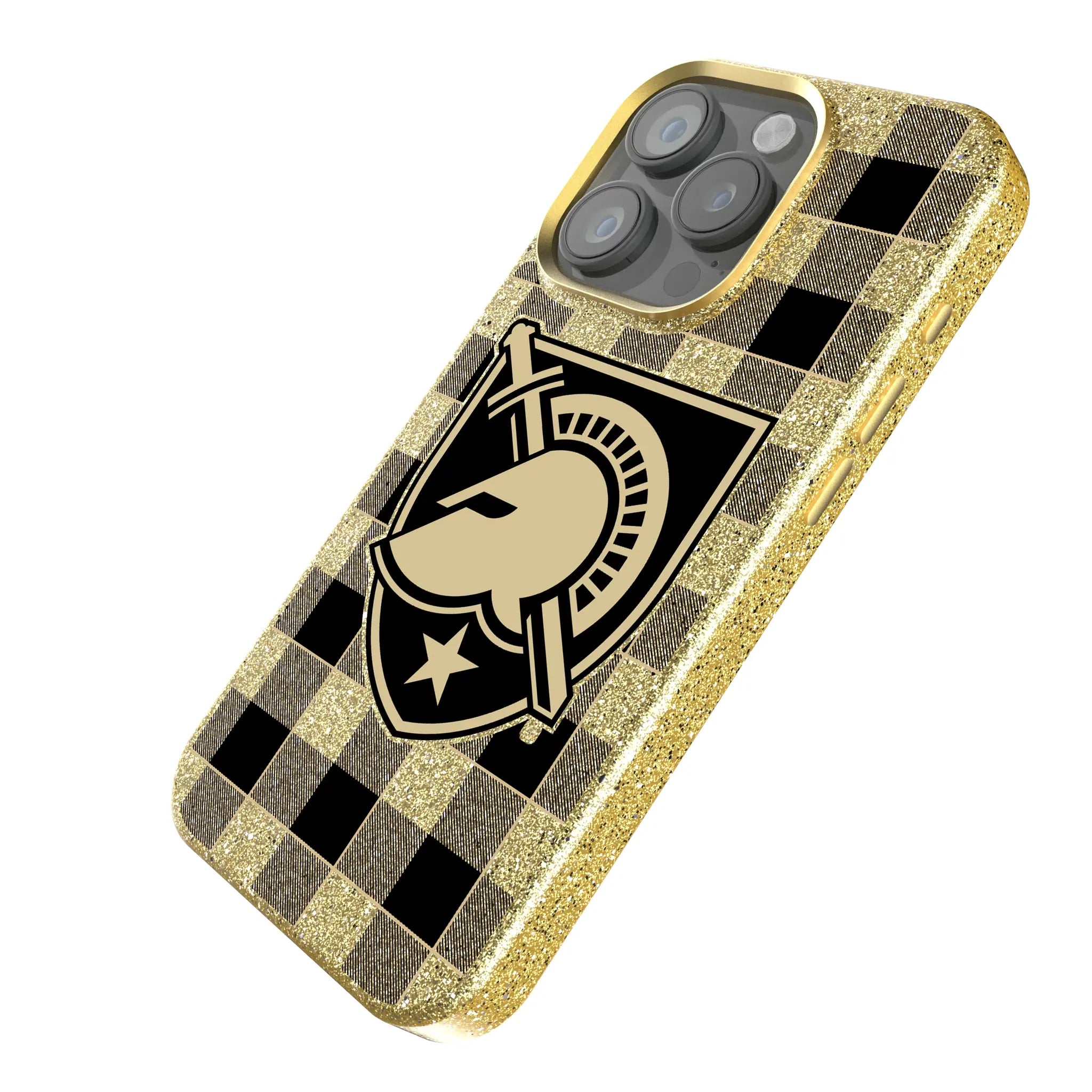 United States Military Academy Black Knights Plaid iPhone Bling Phone Case for Apple iPhone - Isometric View