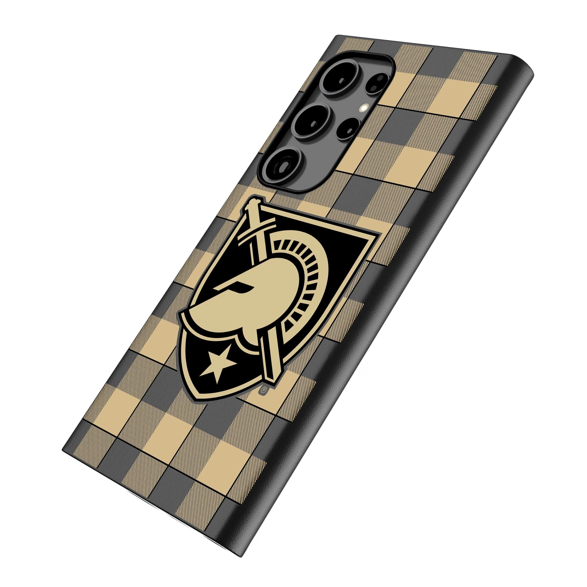 United States Military Academy Black Knights Plaid Galaxy MagSafe Compatible Phone Case for Samsung Galaxy - Isometric View