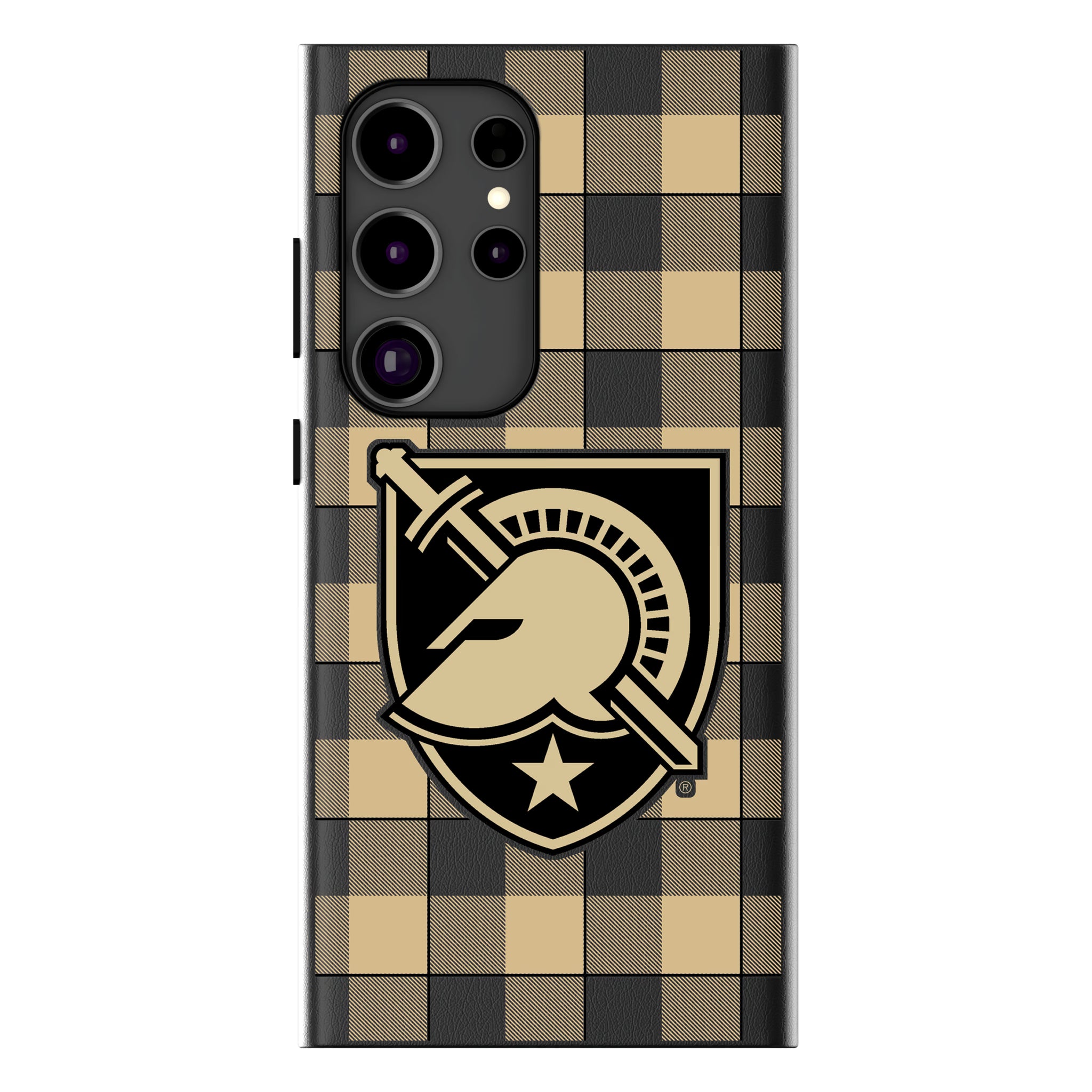 United States Military Academy Black Knights Plaid Galaxy MagSafe Compatible Phone Case for Samsung Galaxy