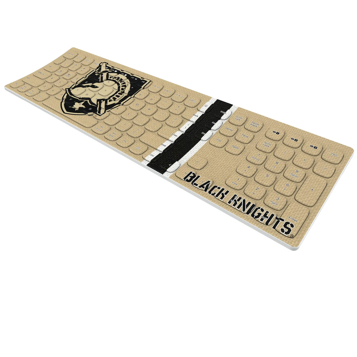 United States Military Academy Black Knights Stripe KKB605 Curved Wireless Keyboard - Isometric View