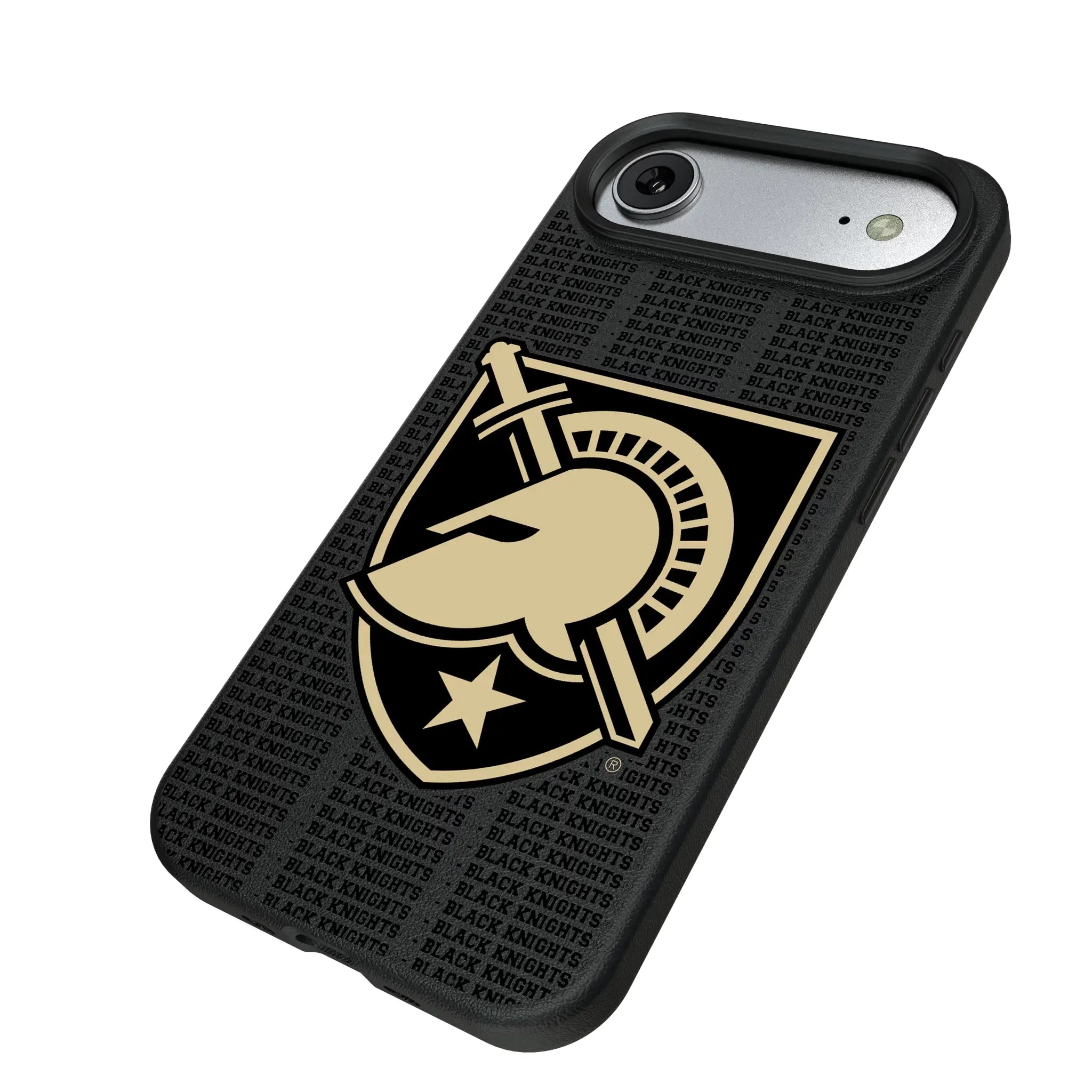 United States Military Academy Black Knights Text Backdrop iPhone MagSafe Compatible Phone Case for Apple iPhone - Isometric View#Device_iPhone Air