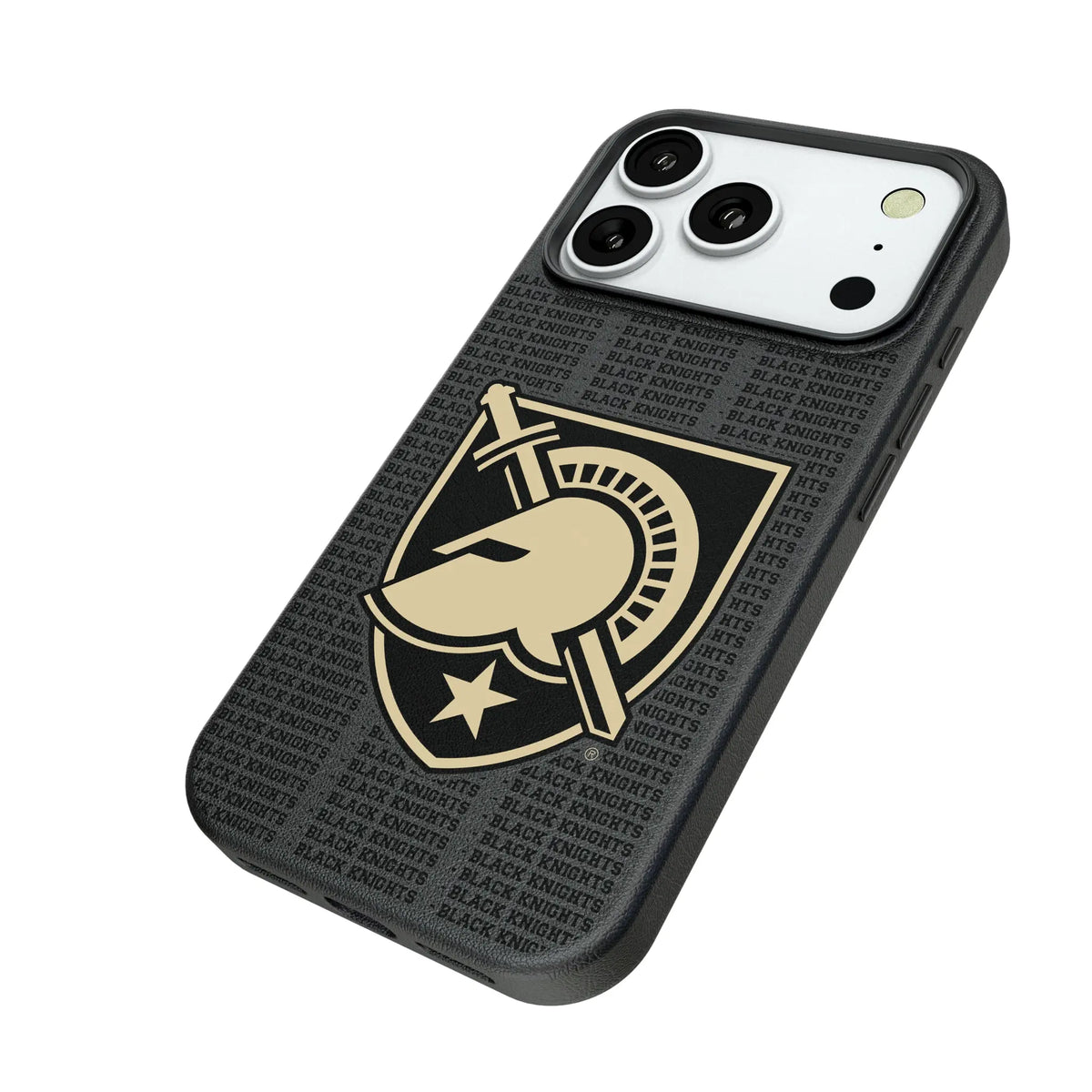 United States Military Academy Black Knights Text Backdrop iPhone MagSafe Compatible Phone Case for Apple iPhone - Isometric View#Device_iPhone 18 Pro