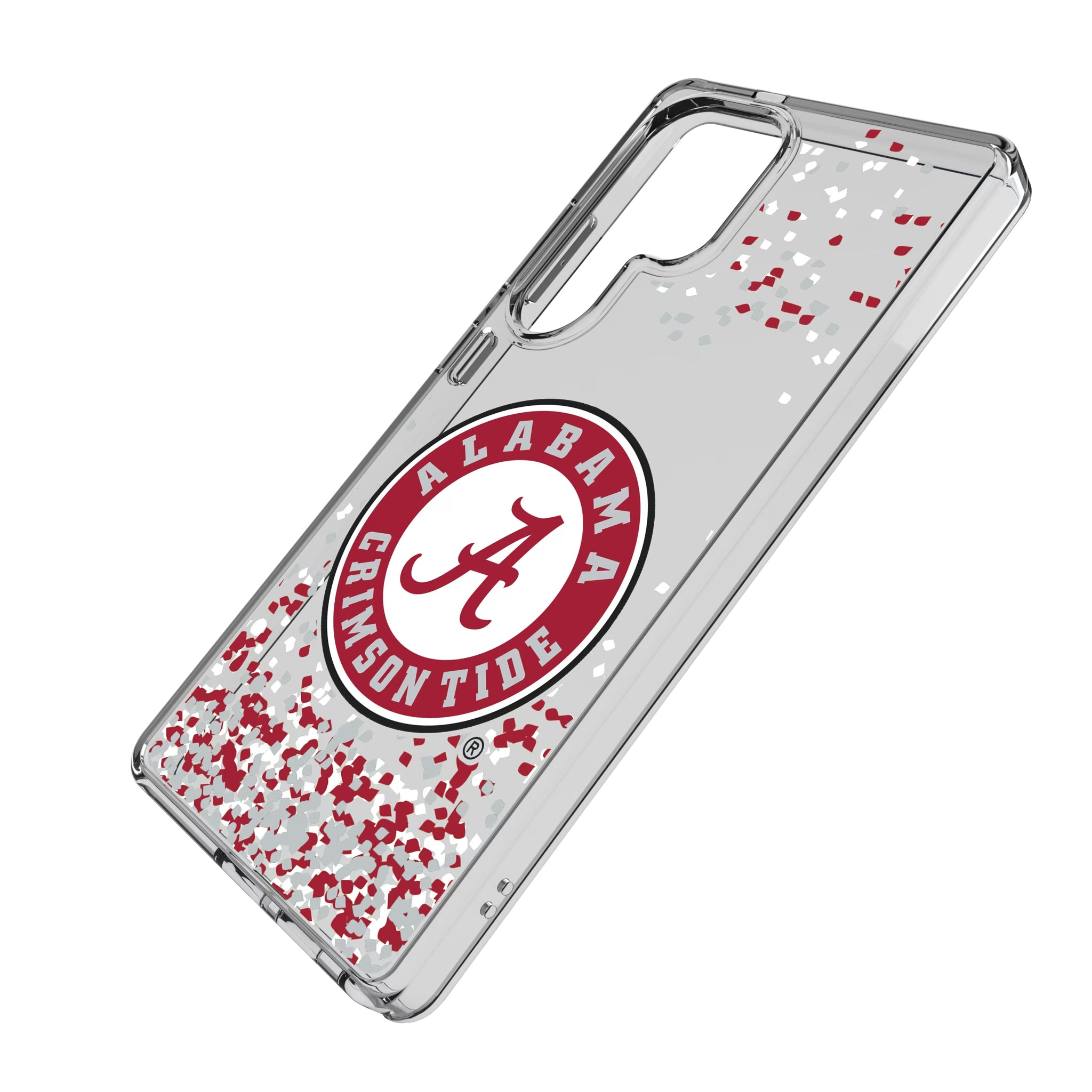 University of Alabama Crimson Tide Confetti Galaxy Clear Phone Case for Samsung Galaxy - Isometric View