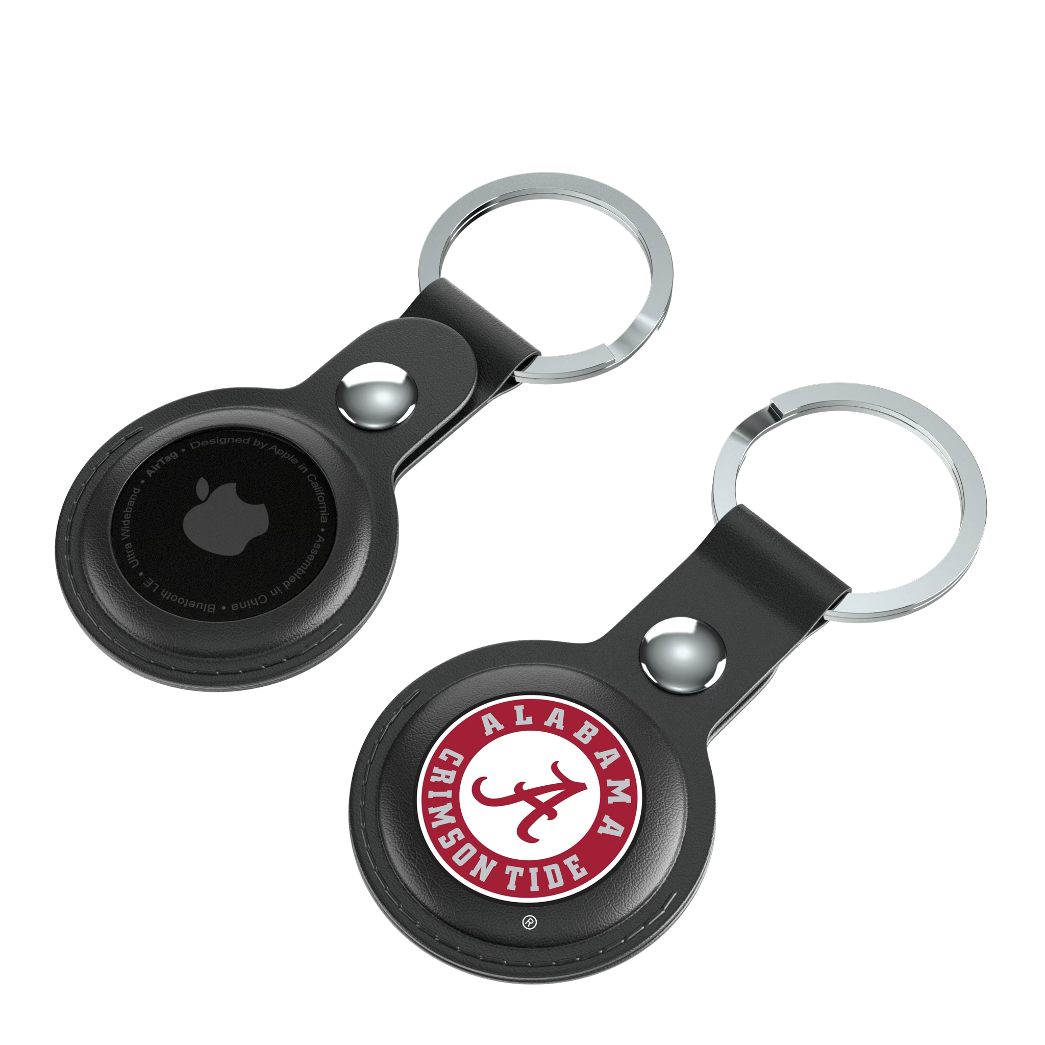 University of Alabama Crimson Tide Insignia AirTag Black Airtag Holder 2-Pack - Isometric View