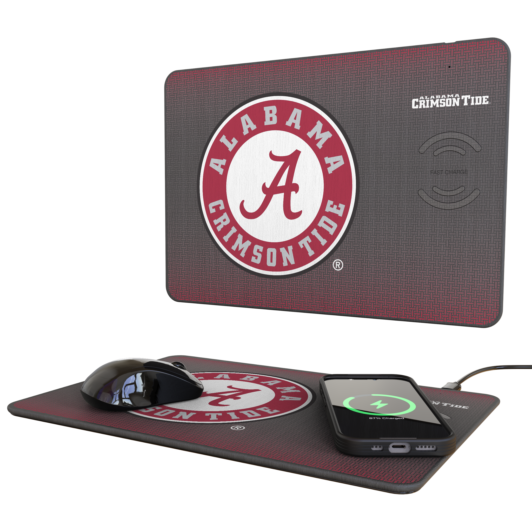 University of Alabama Crimson Tide Linen 15-Watt Wireless Charger and Mouse Pad