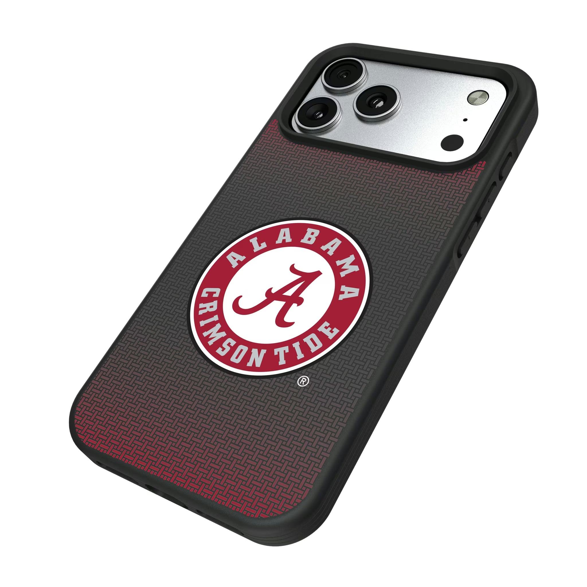 University of Alabama Crimson Tide Linen iPhone Bump Phone Case for Apple iPhone - Isometric View#Device_iPhone 17 Pro Max
