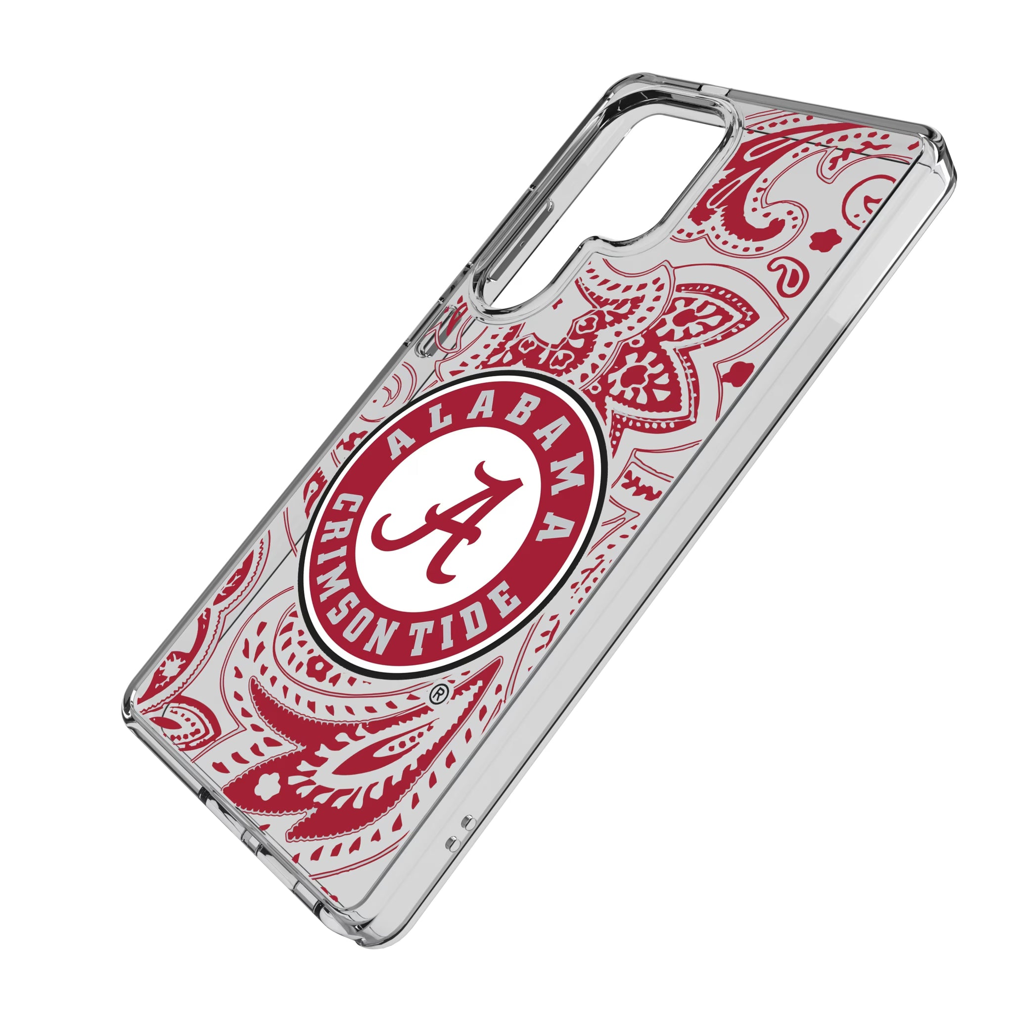 University of Alabama Crimson Tide Paisley Galaxy Clear Phone Case for Samsung Galaxy - Isometric View