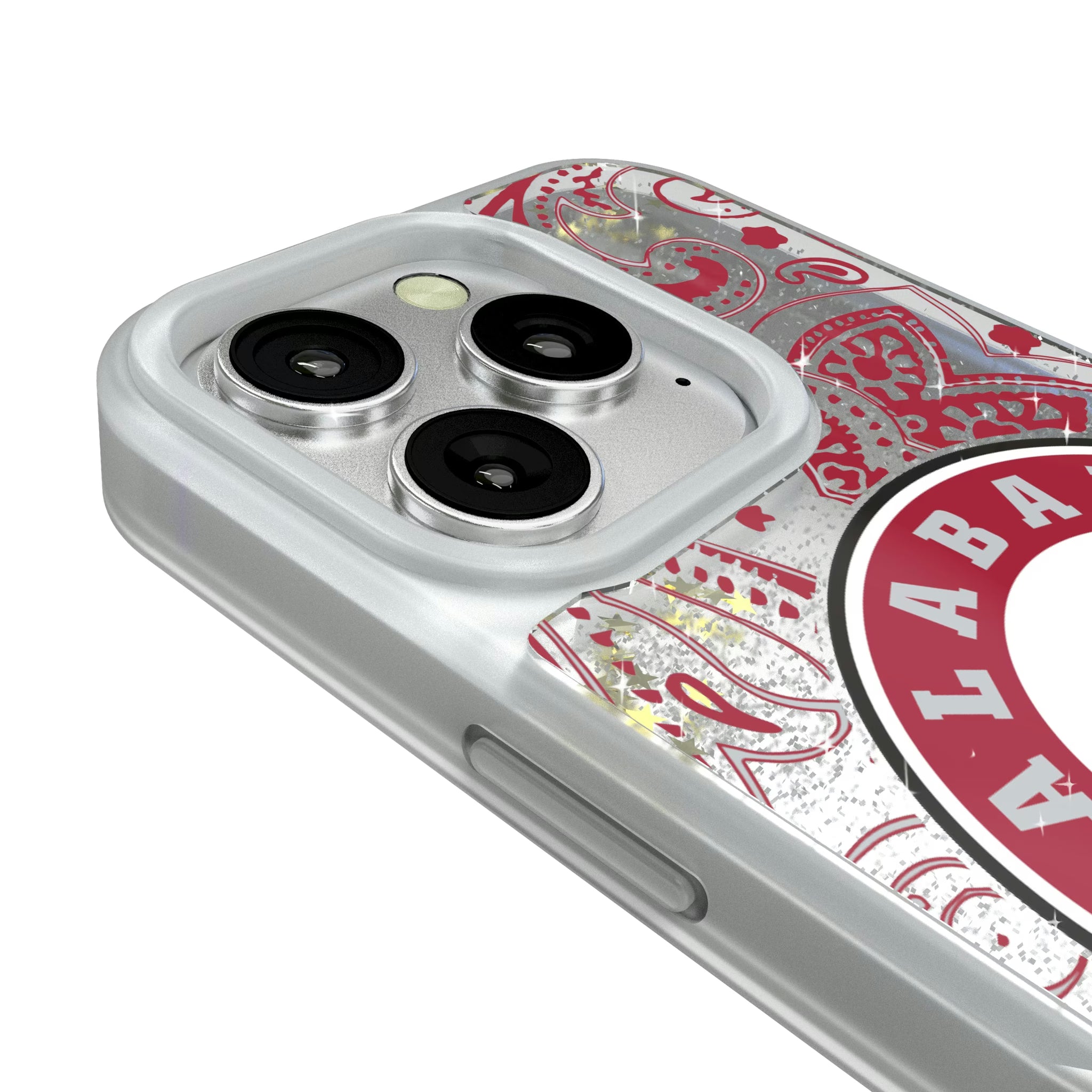 University of Alabama Crimson Tide Paisley iPhone Glitter Phone Case for Apple iPhone - Detail#Device_iPhone 16 Pro