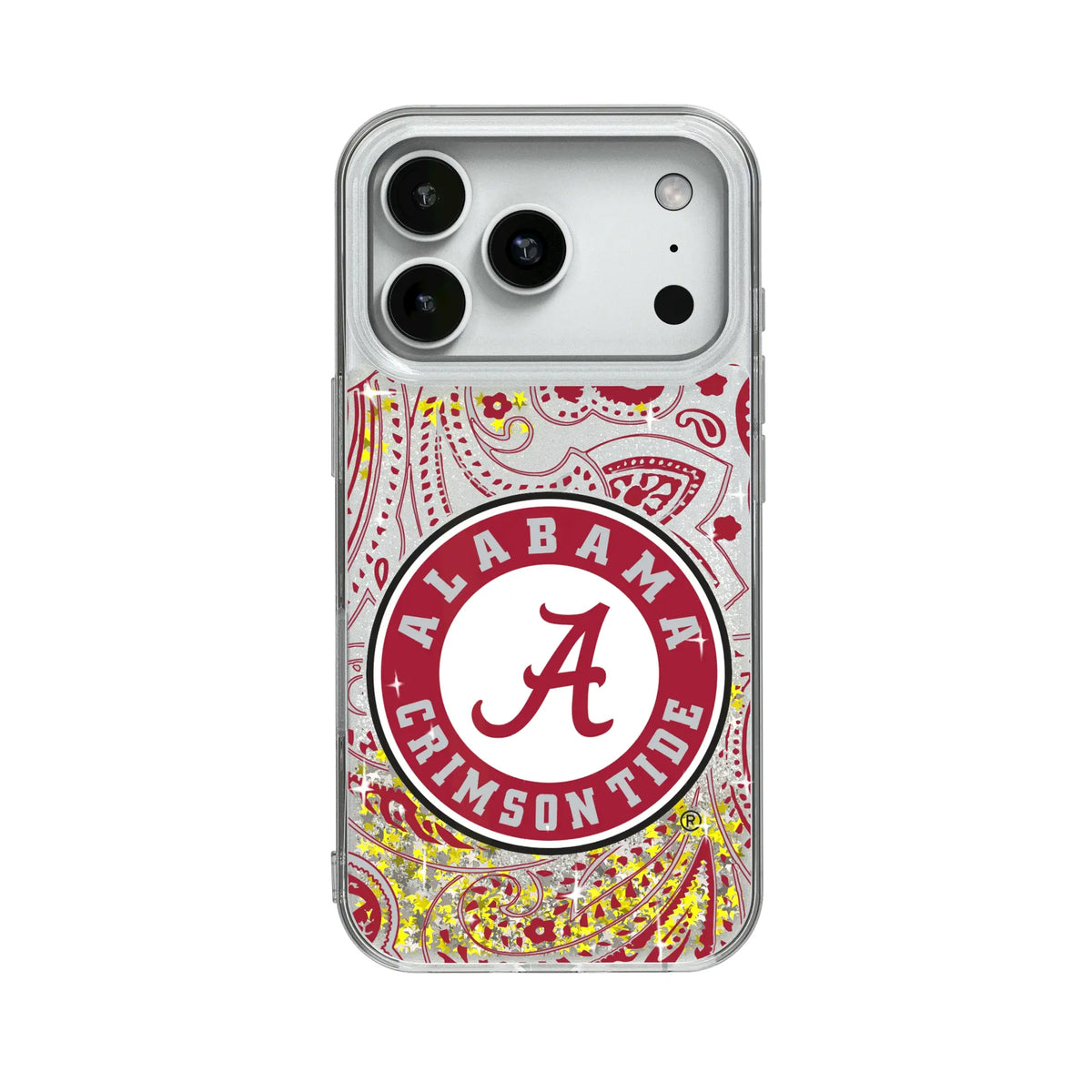 University of Alabama Crimson Tide Paisley Glitter Phone Case for Apple iPhone
