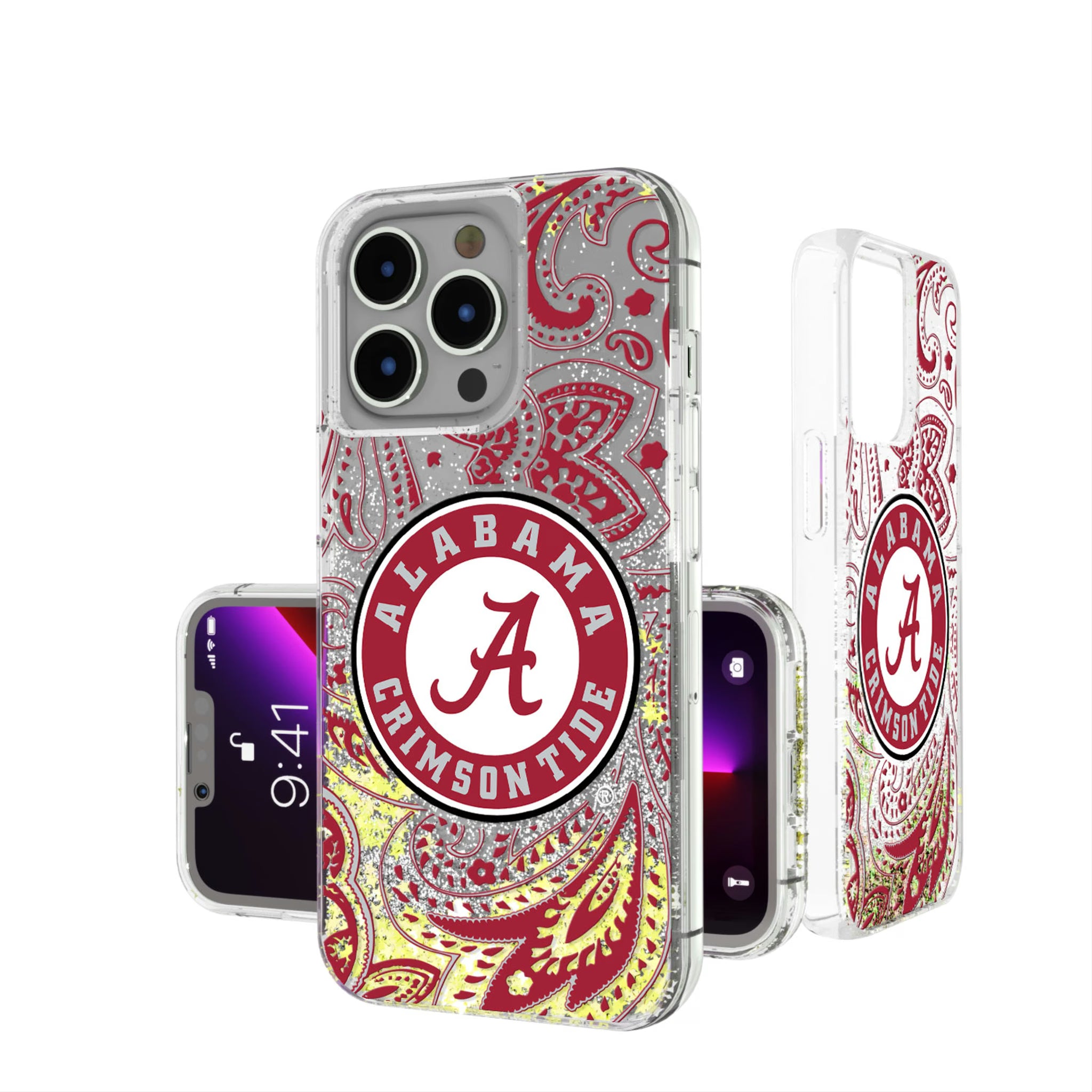 University of Alabama Crimson Tide Paisley iPhone Glitter Phone Case for Apple iPhone