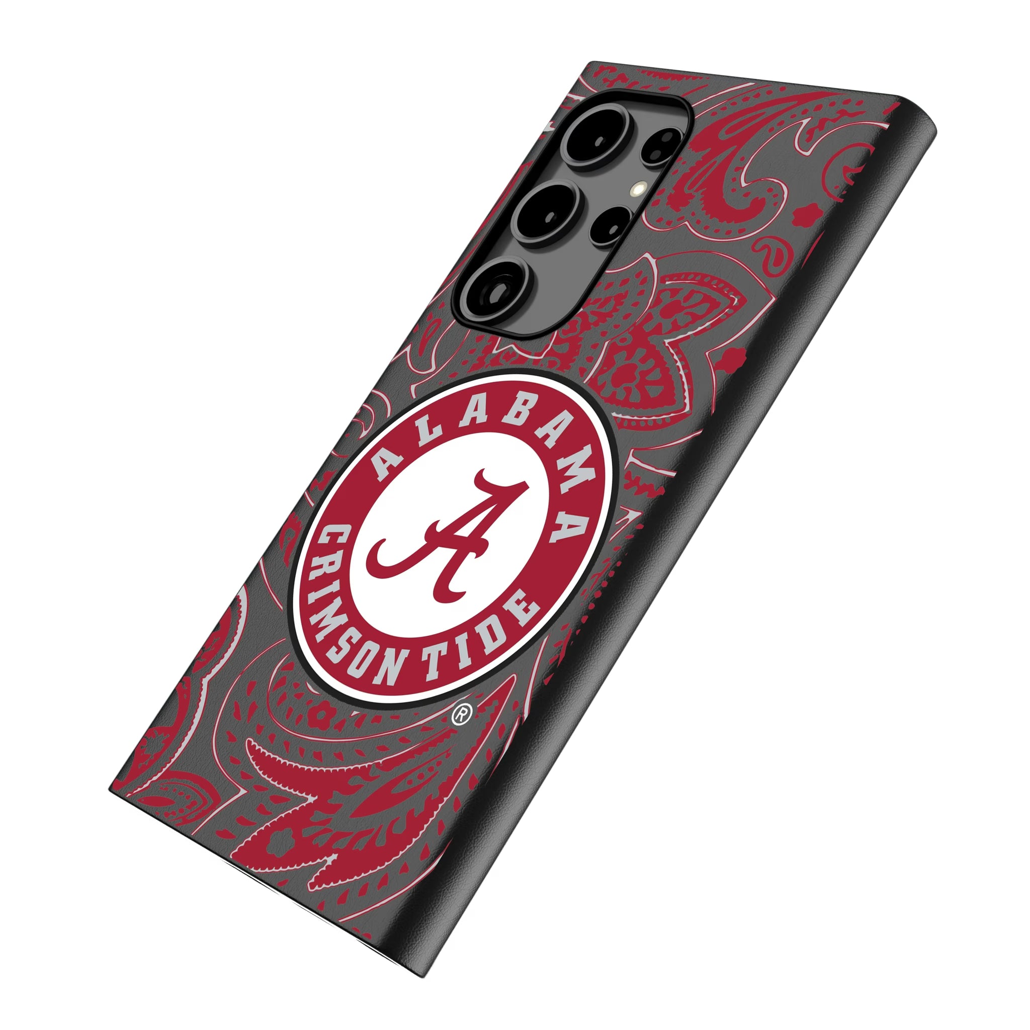 University of Alabama Crimson Tide Paisley Galaxy MagSafe Compatible Phone Case for Samsung Galaxy - Isometric View