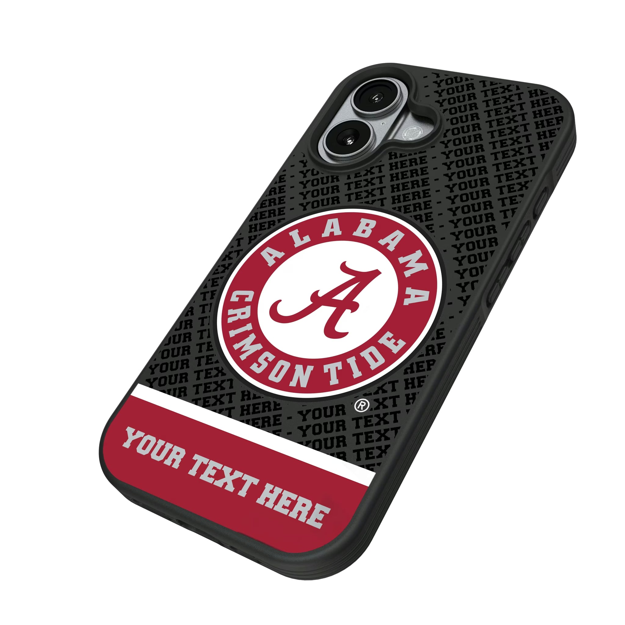 University of Alabama Crimson Tide Personalized EndZone Plus iPhone Bump Phone Case for Apple iPhone - Isometric View#Device_iPhone 17