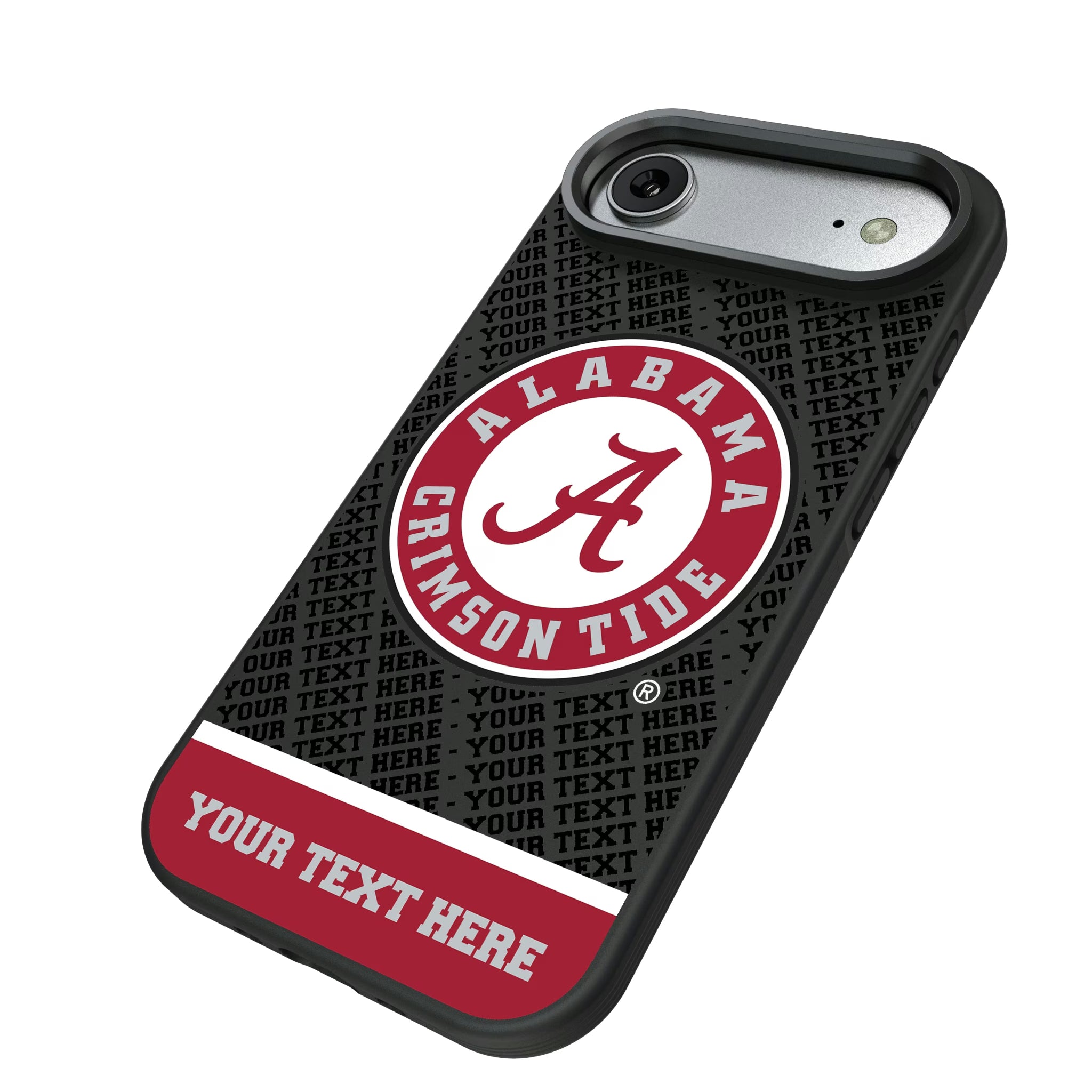 University of Alabama Crimson Tide Personalized EndZone Plus iPhone Bump Phone Case for Apple iPhone - Isometric View#Device_iPhone Air