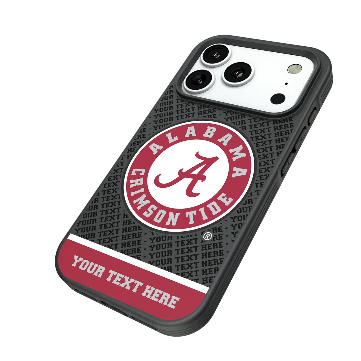 University of Alabama Crimson Tide Personalized EndZone Plus iPhone Bump Phone Case for Apple iPhone - Isometric View#Device_iPhone 18 Pro