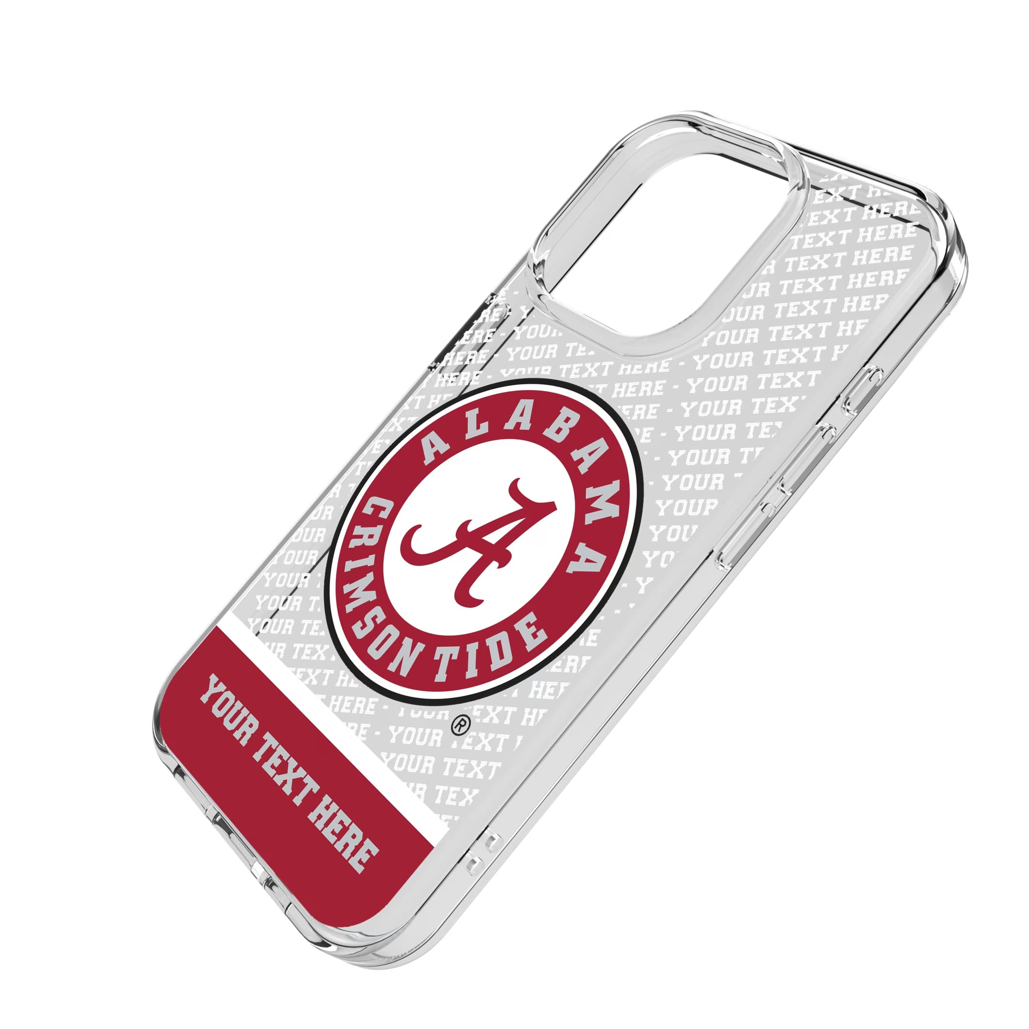 University of Alabama Crimson Tide Personalized EndZone Plus iPhone Clear Phone Case for Apple iPhone - Isometric View
