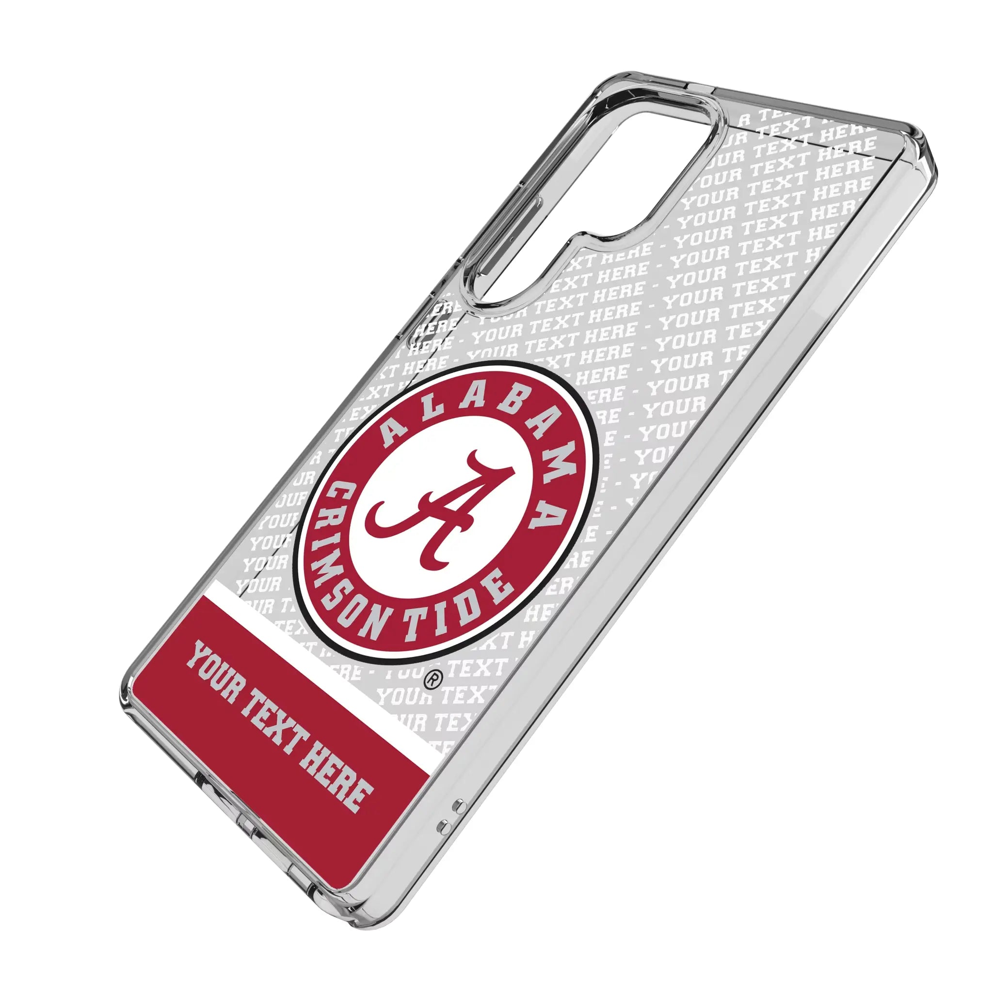 University of Alabama Crimson Tide Personalized EndZone Plus Galaxy Clear Phone Case for Samsung Galaxy - Isometric View#Device_Galaxy S25 Ultra