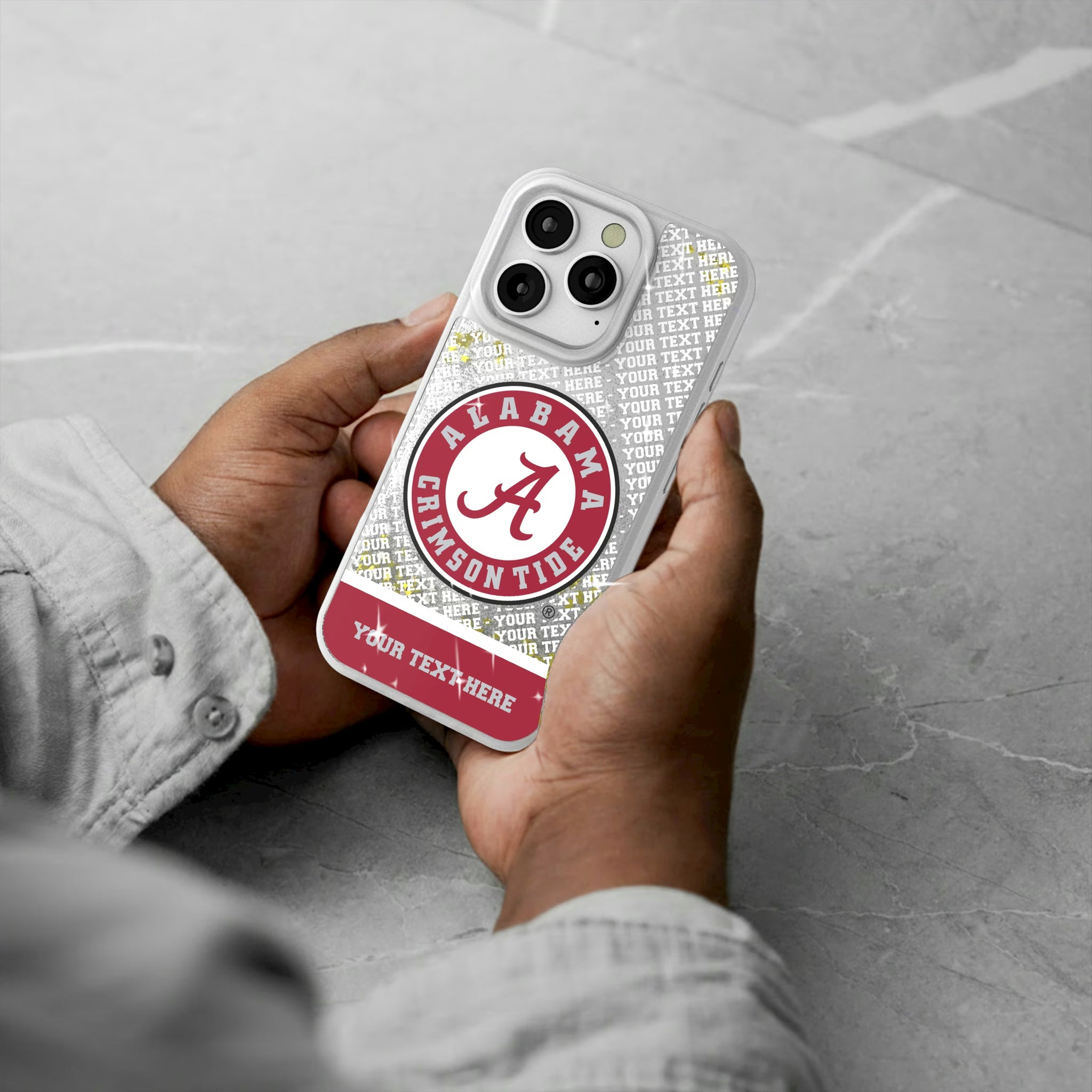 University of Alabama Crimson Tide Personalized EndZone Plus iPhone Glitter Phone Case for Apple iPhone - Lifestyle#Device_iPhone 16 Pro