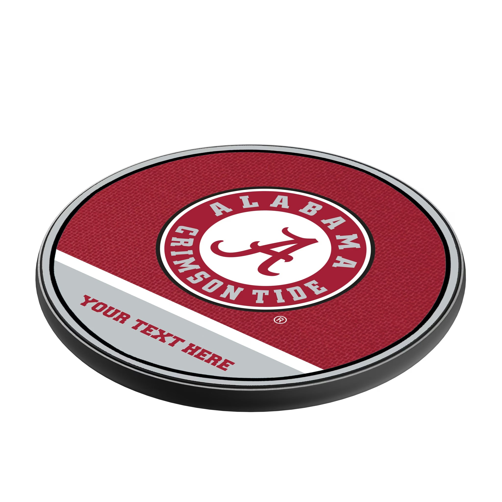 University of Alabama Crimson Tide Personalized Endzone Solid 15-Watt Wireless Charger - Isometric View