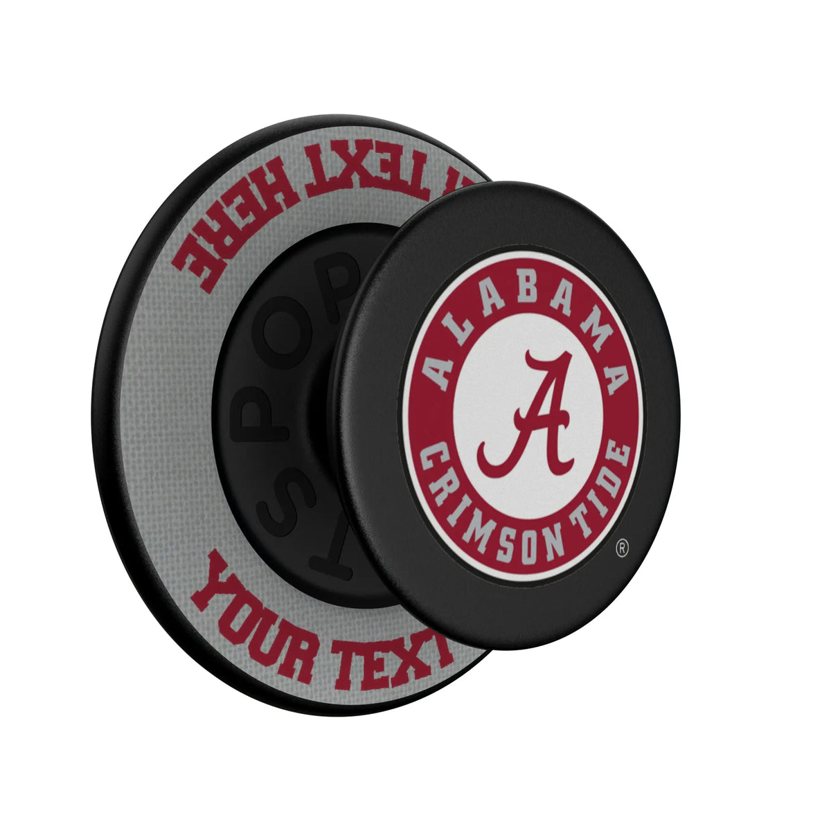 University of Alabama Crimson Tide Personalized Endzone Solid Popsockets Round Magnetic - Isometric View
