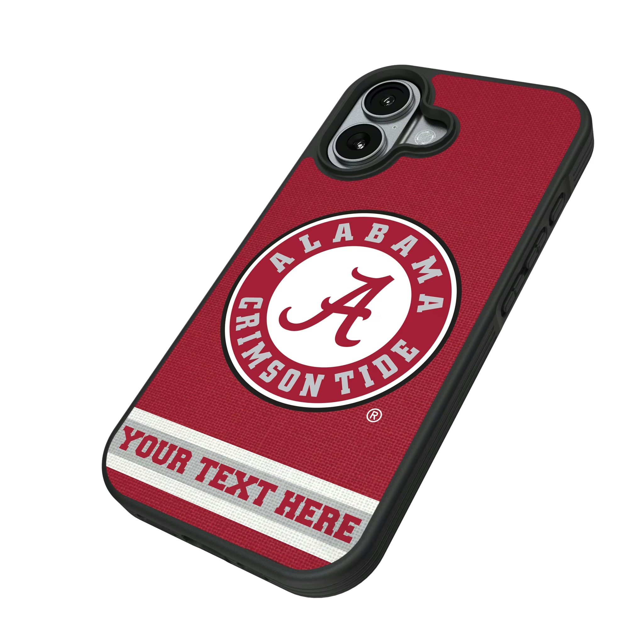 University of Alabama Crimson Tide Personalized Stripe iPhone Bump Phone Case for Apple iPhone - Isometric View#Device_iPhone 17
